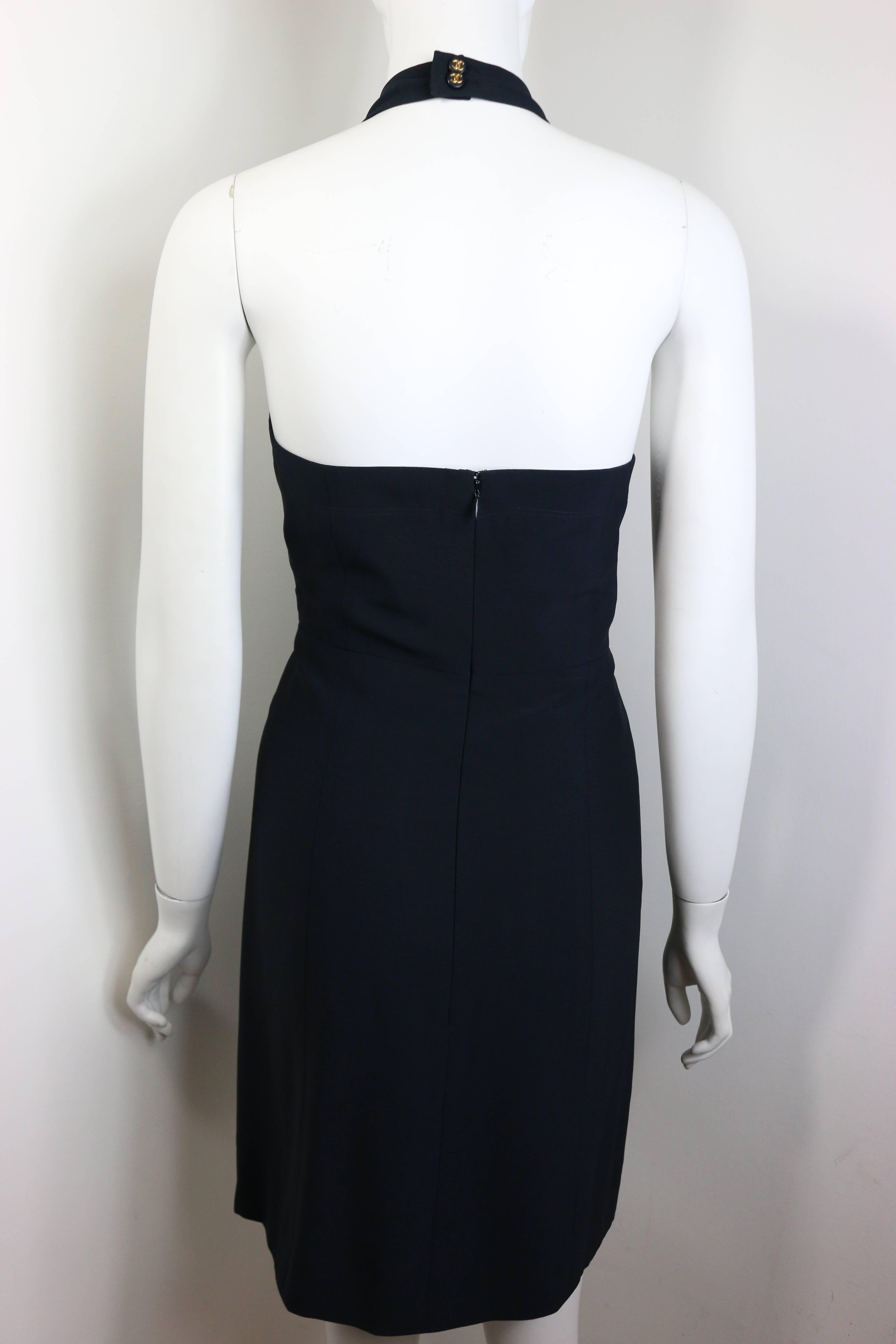Women's Unworn 97 Chanel Navy Halter Mini Dress For Sale