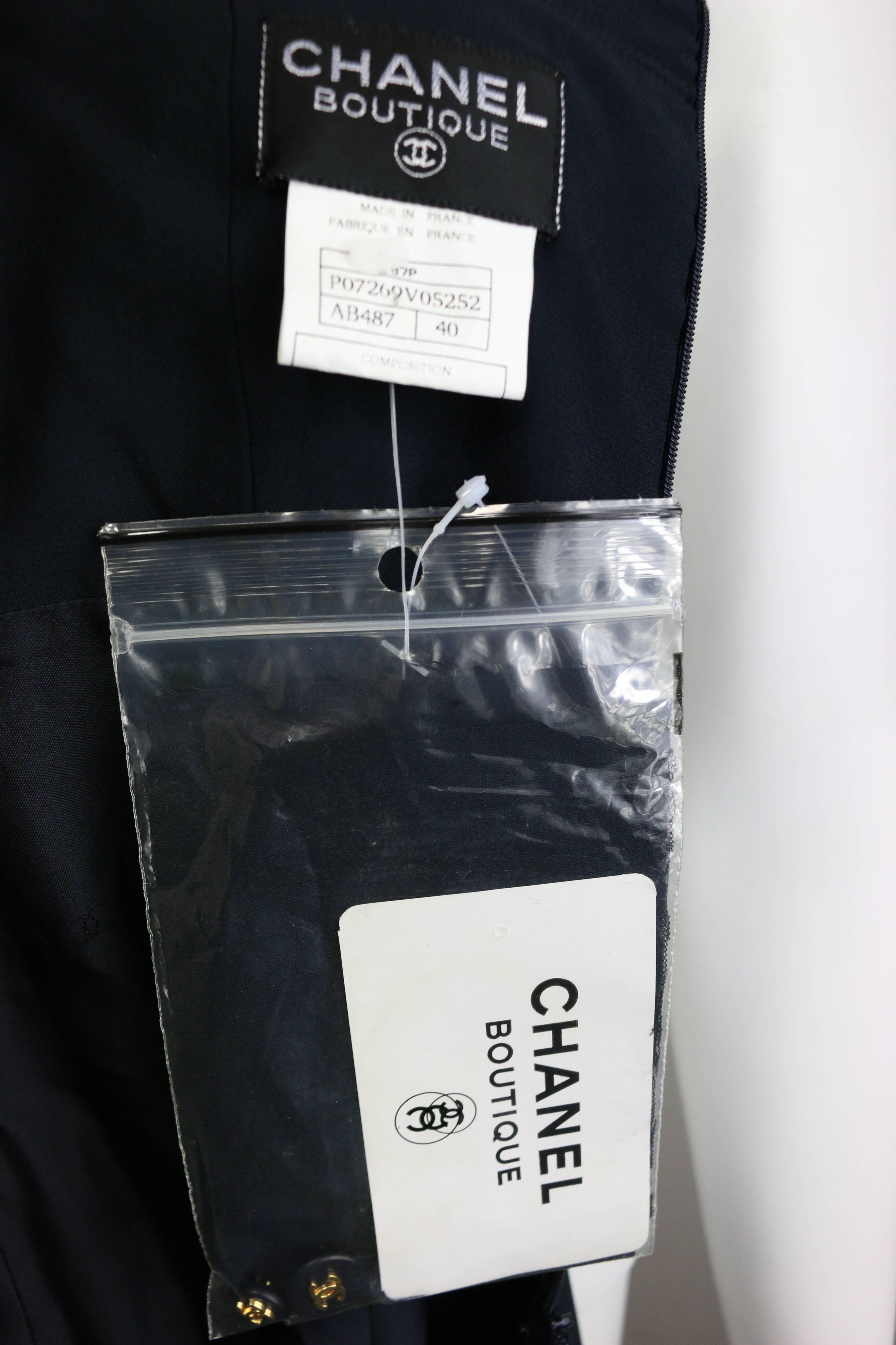 Unworn 97 Chanel Navy Halter Mini Dress  For Sale 2
