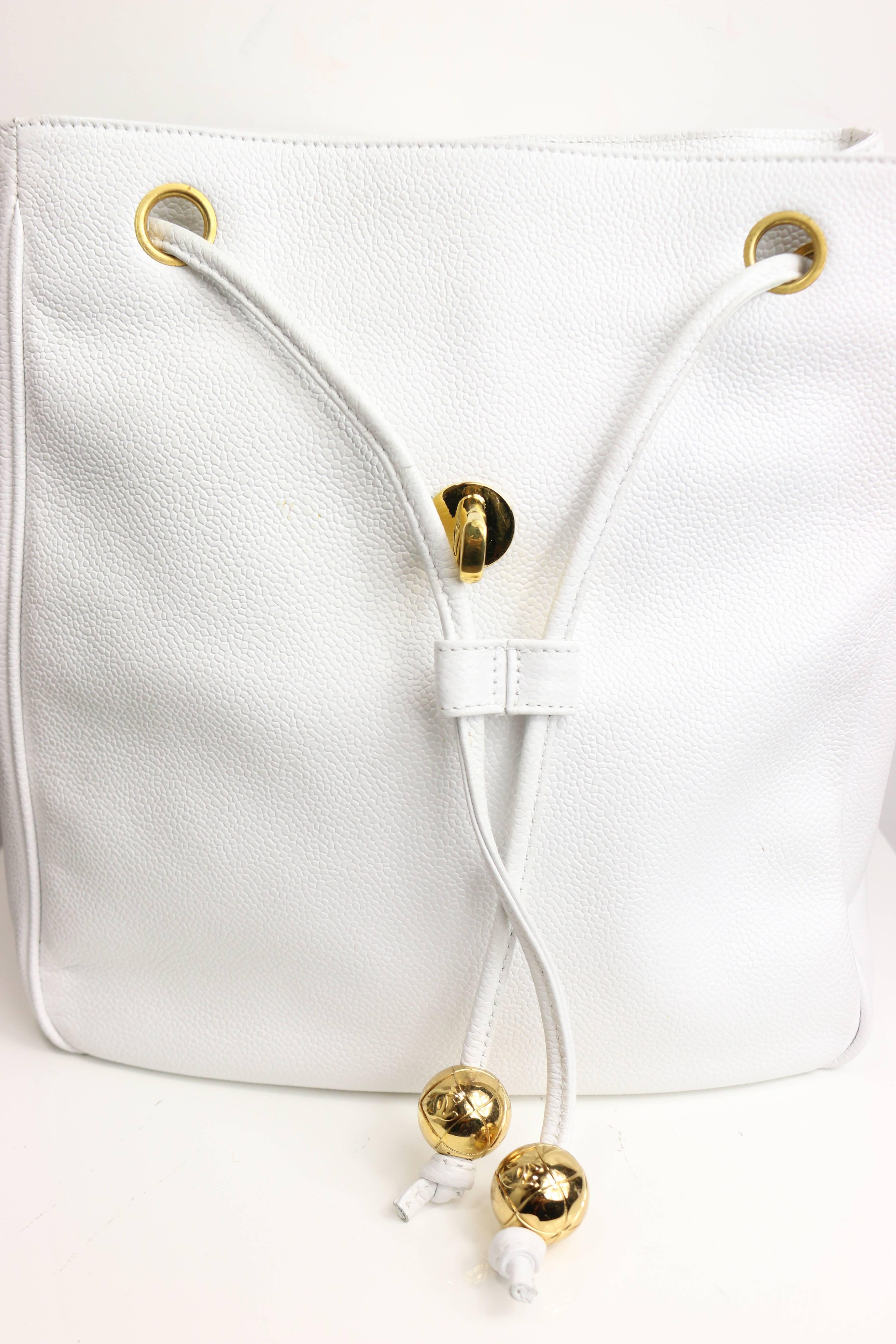 chanel white backpack