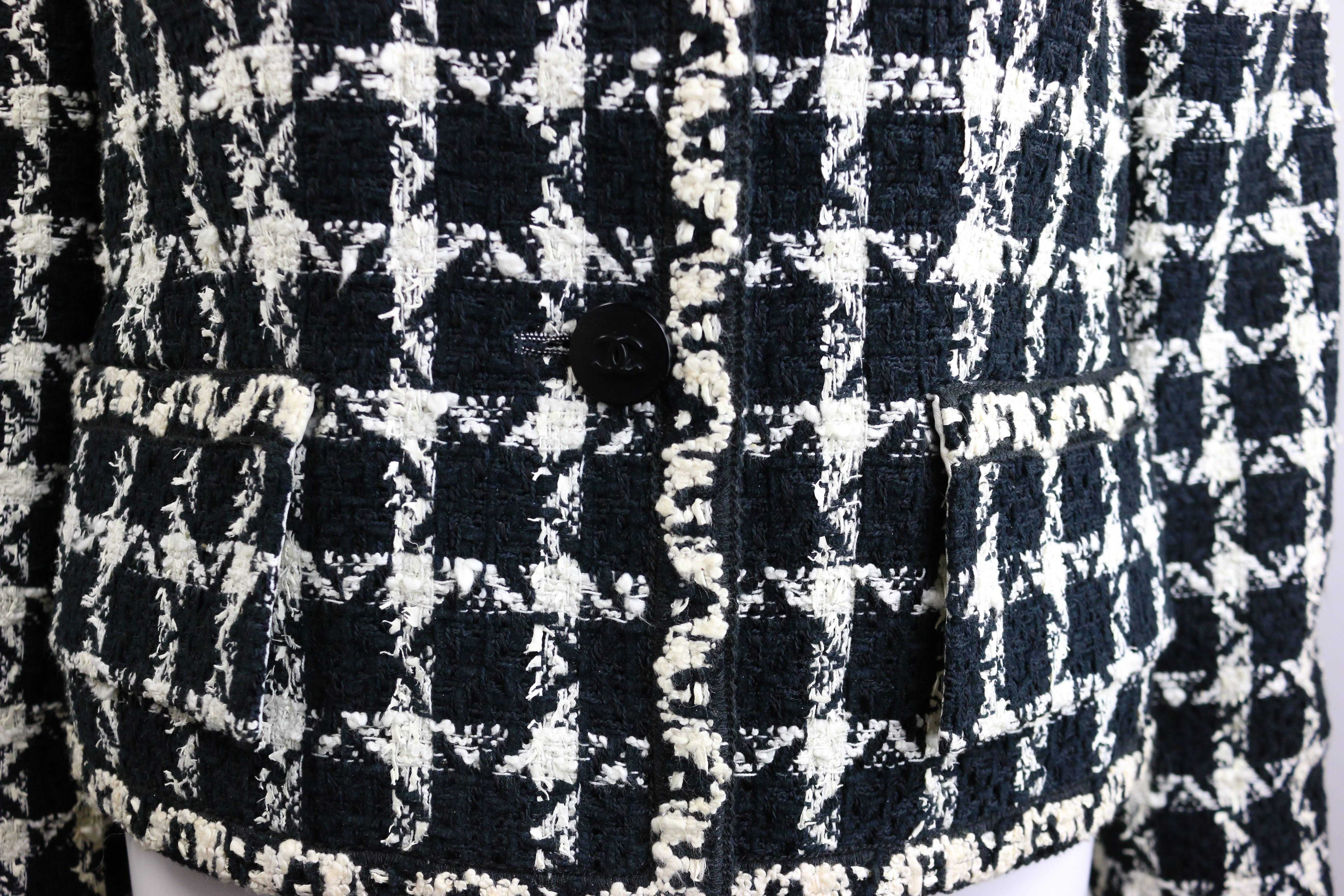 chanel black and white tweed jacket