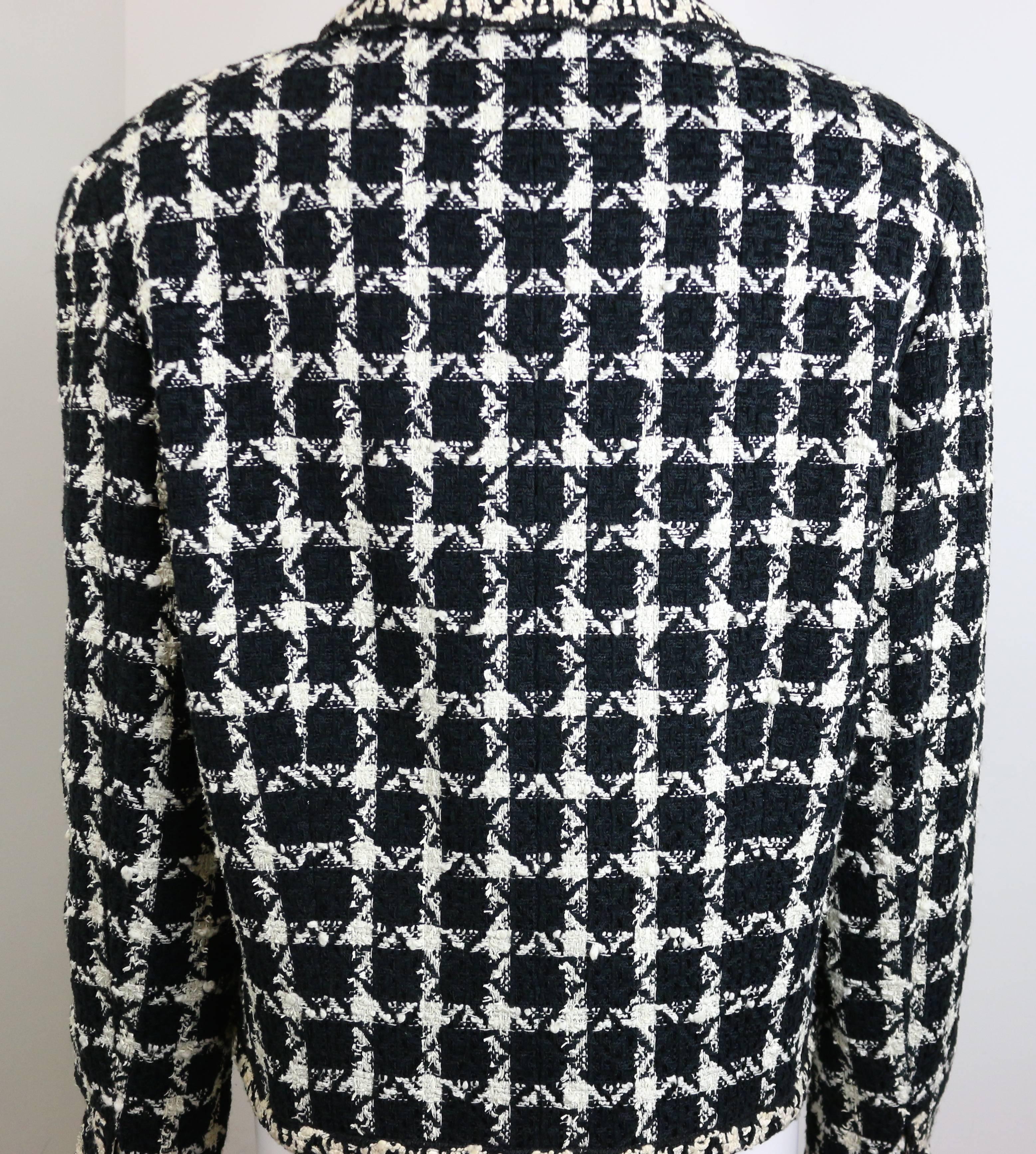 Women's Chanel Black and White Net Overlay Tweed Jacket