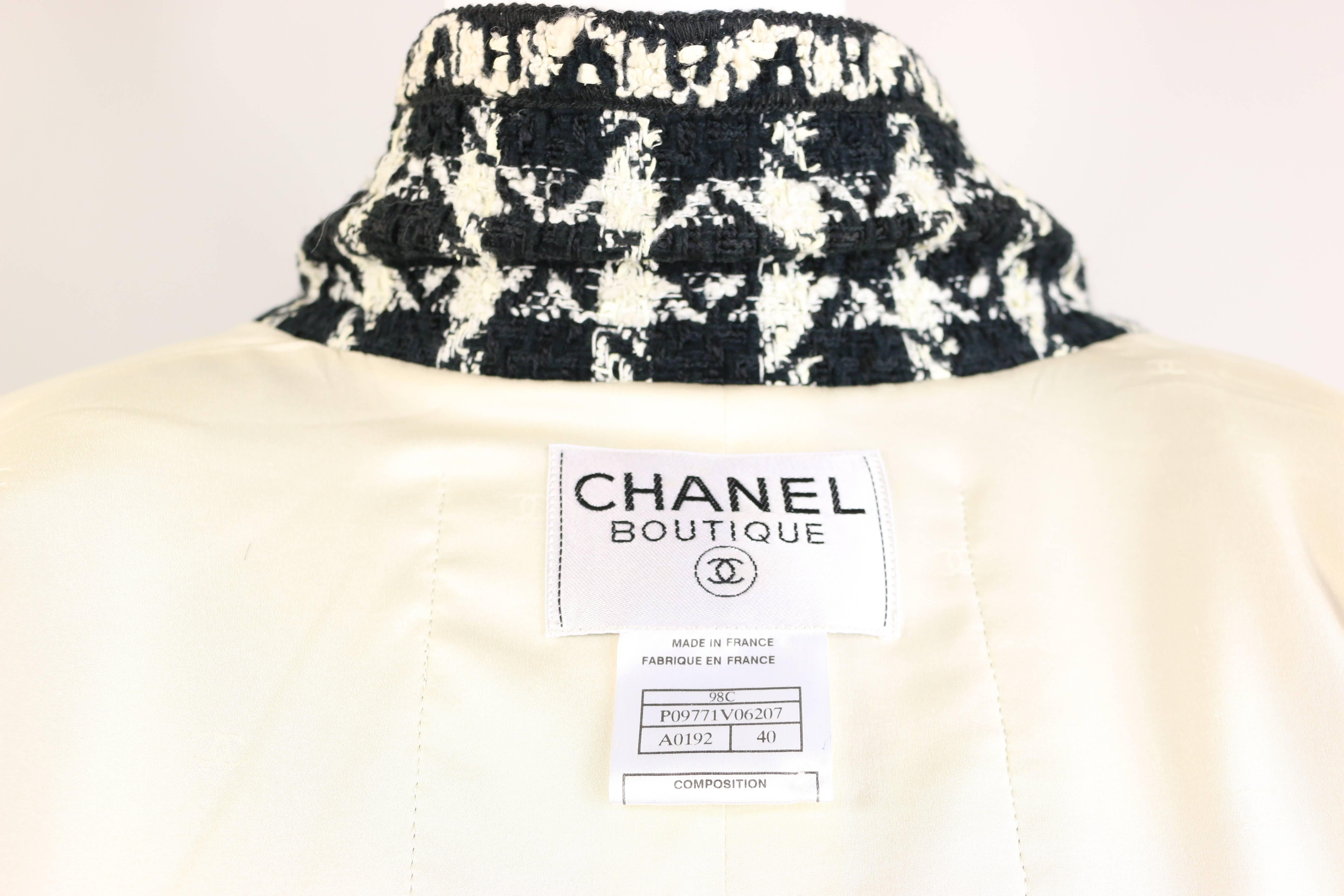 Chanel Black and White Net Overlay Tweed Jacket 1