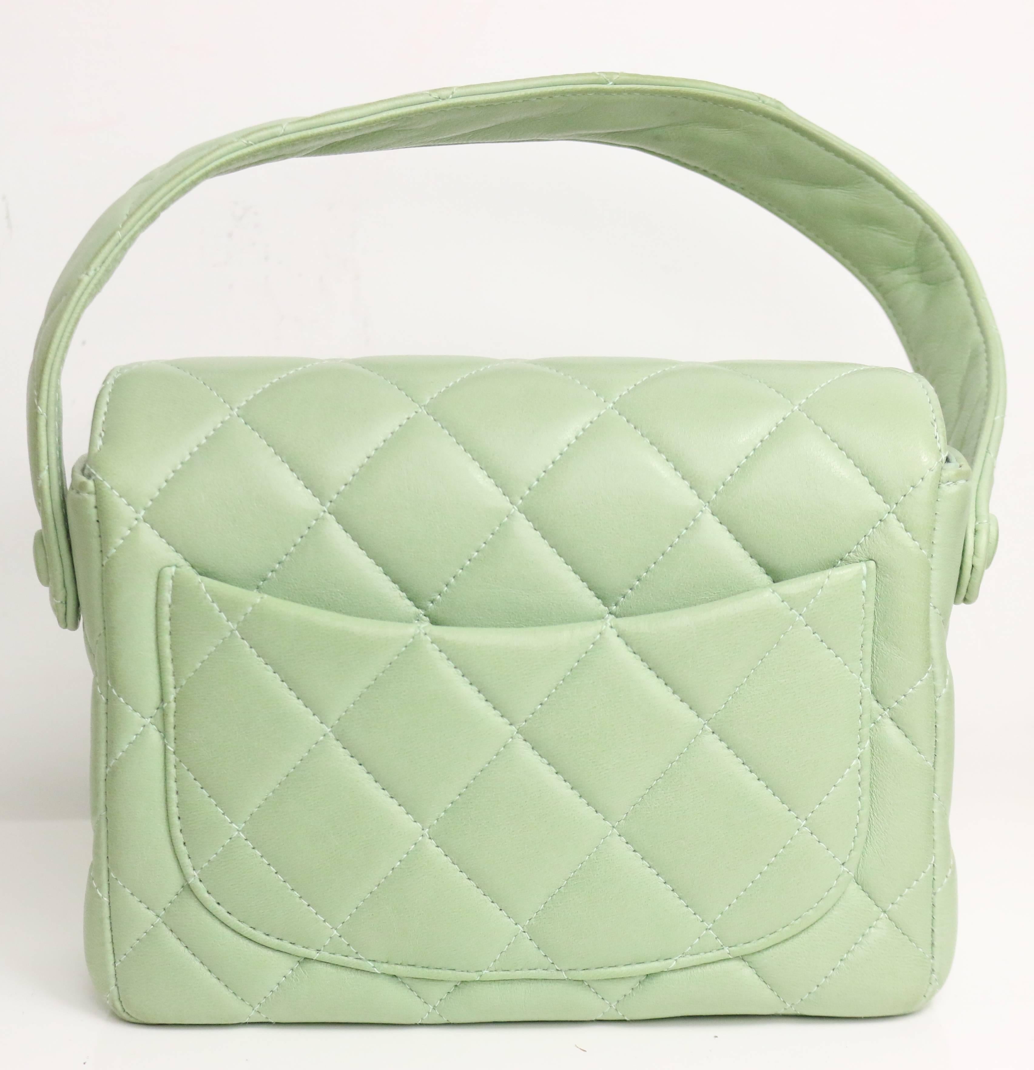 chanel green lambskin bag