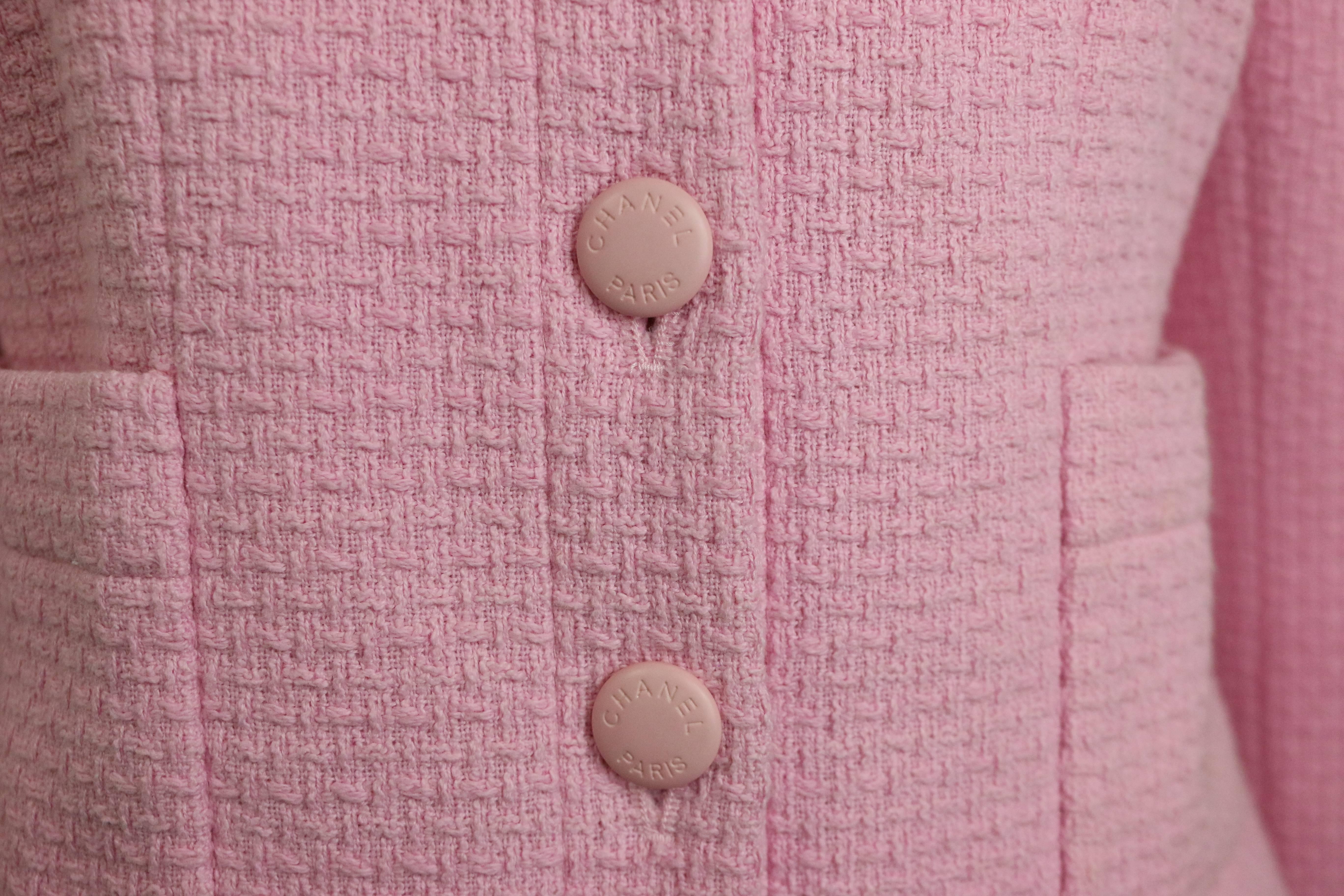 pink boucle tweed jacket