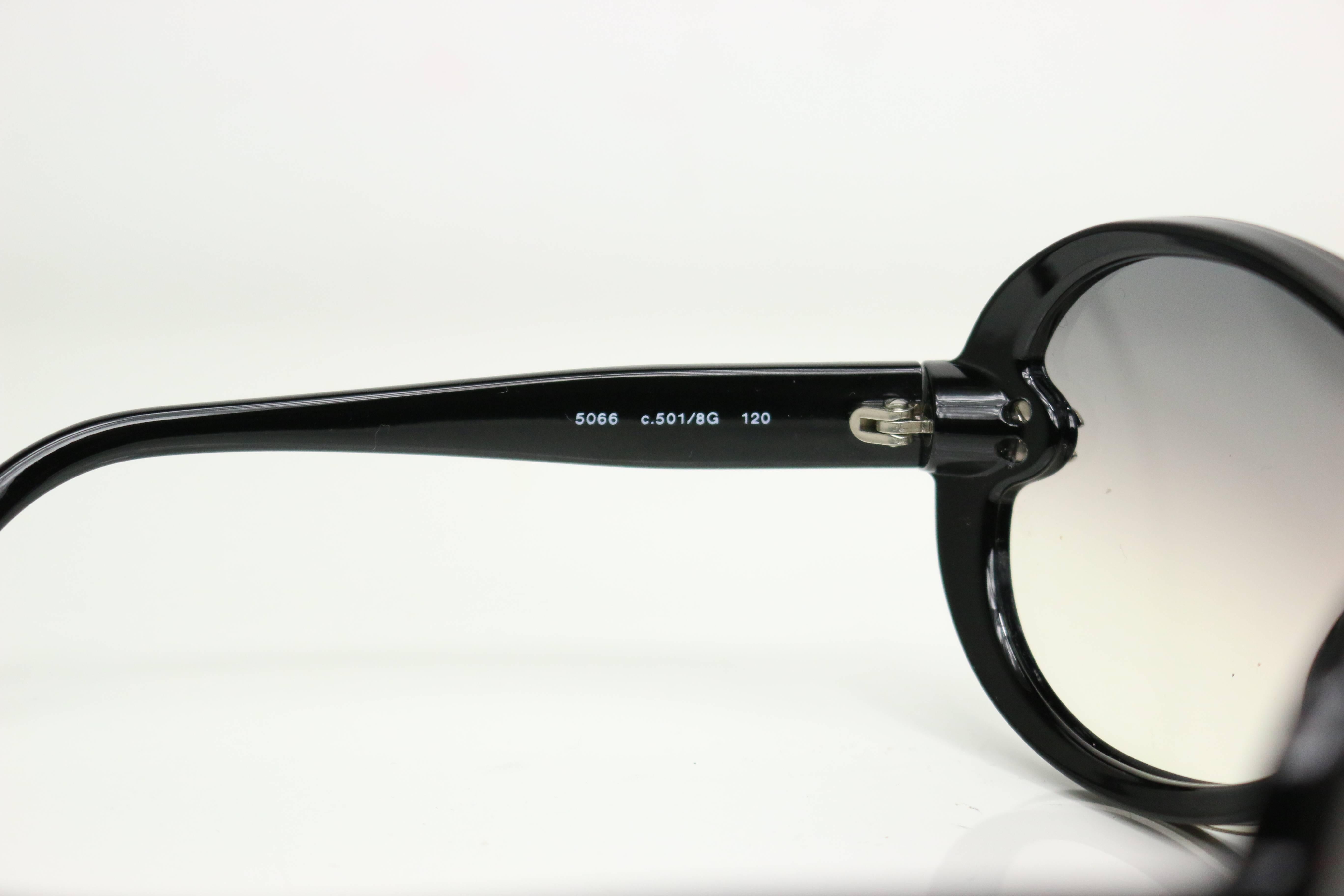 Chanel Black Aviator Sunglasses 5066 C501/8G 120 In Excellent Condition In Sheung Wan, HK