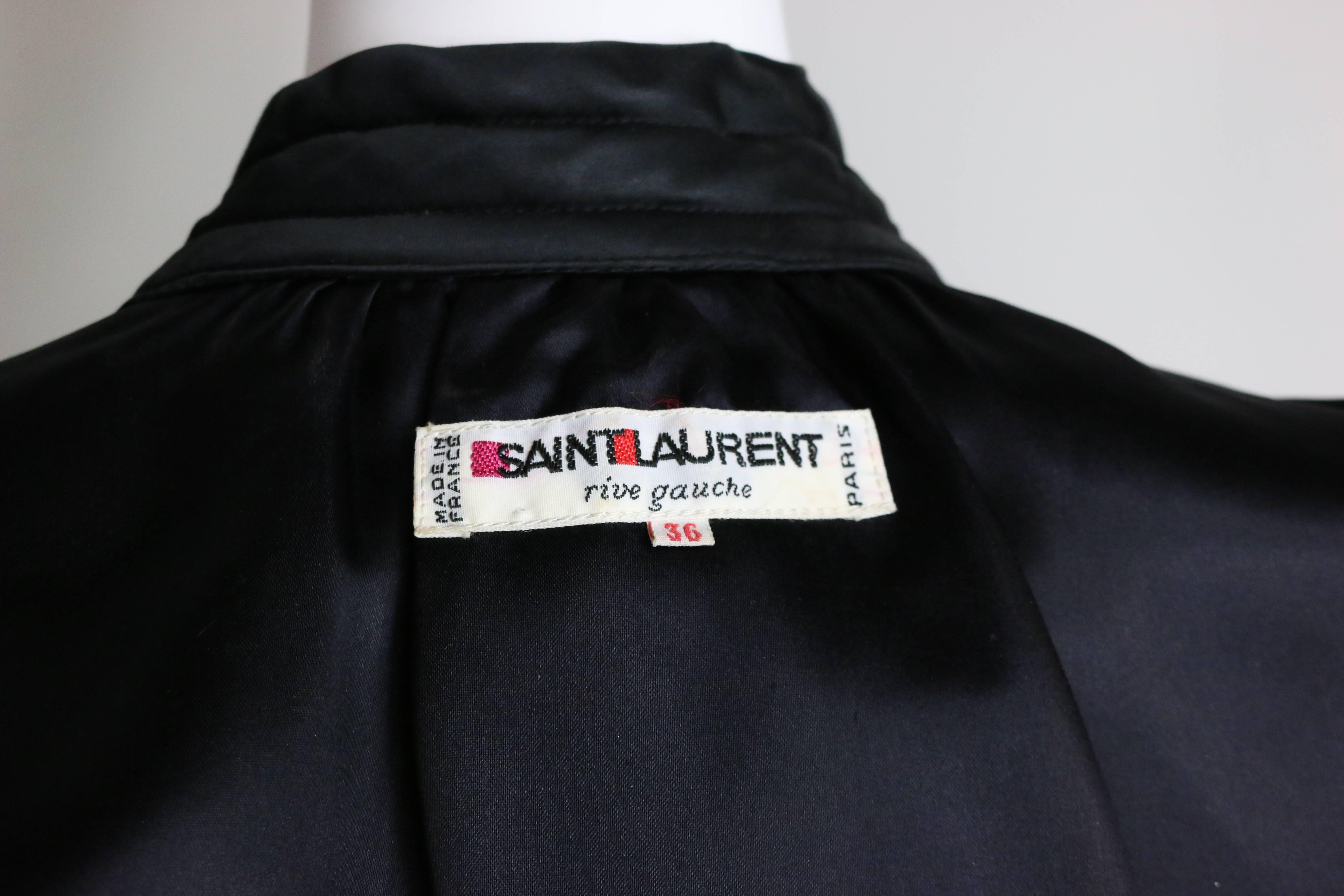 Yves Saint Laurent Rive Gauche Black Evening Quilted Silk Embroidered Jacket 1