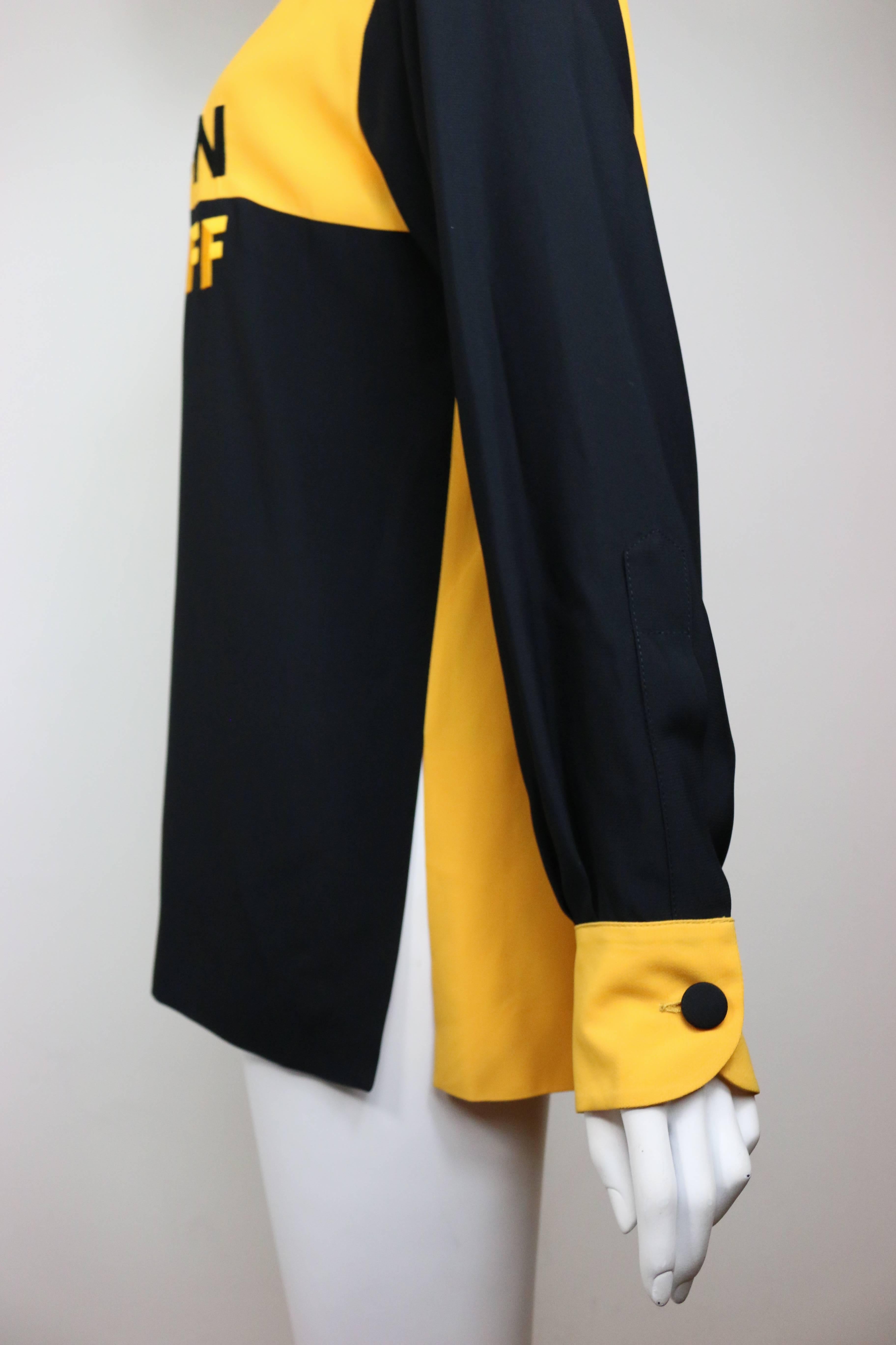 - Vintage Moschino Couture colour block black/yellow slogan 