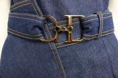 Christian Dior Denim Belted Asymmetrical Sleeveless Dress