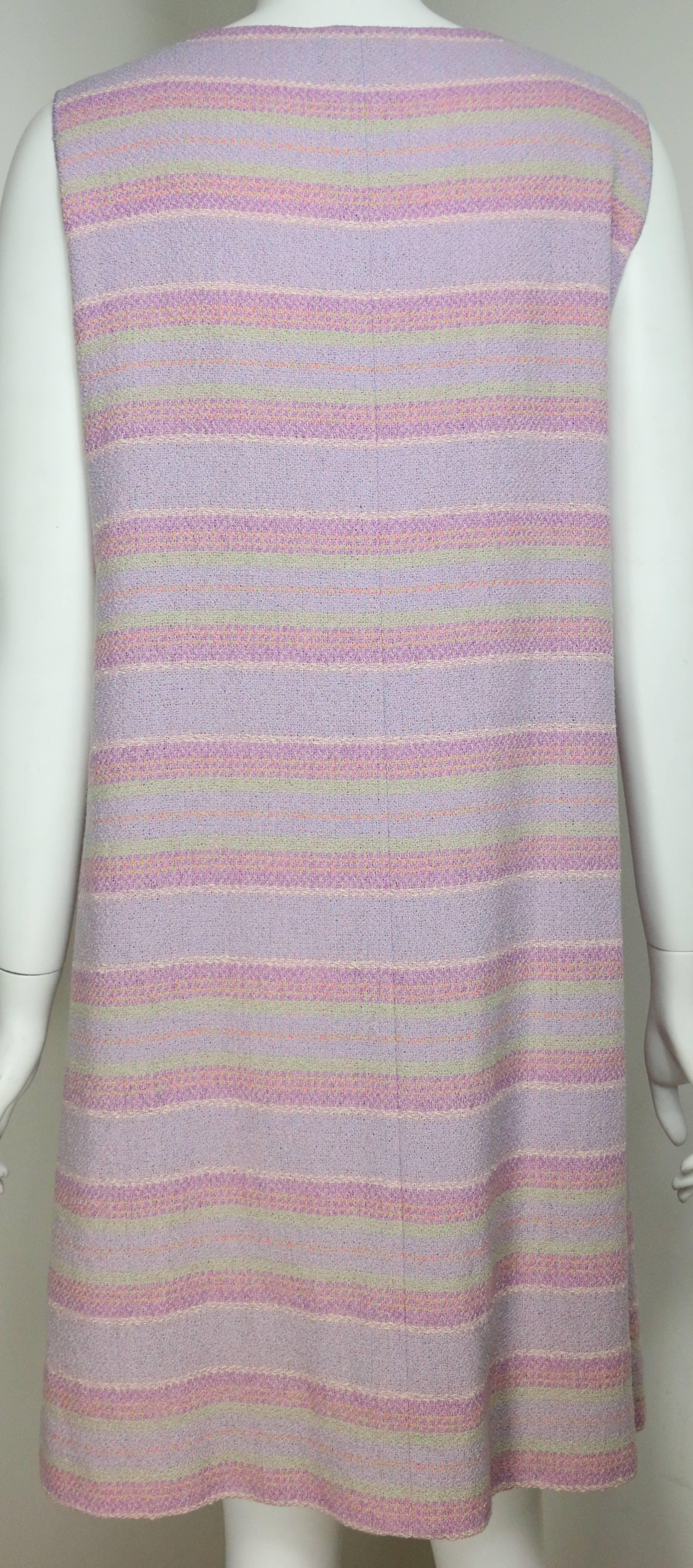 Chanel Multi-Colored Wool Blend Striped Tweed Dress In Excellent Condition For Sale In Sheung Wan, HK