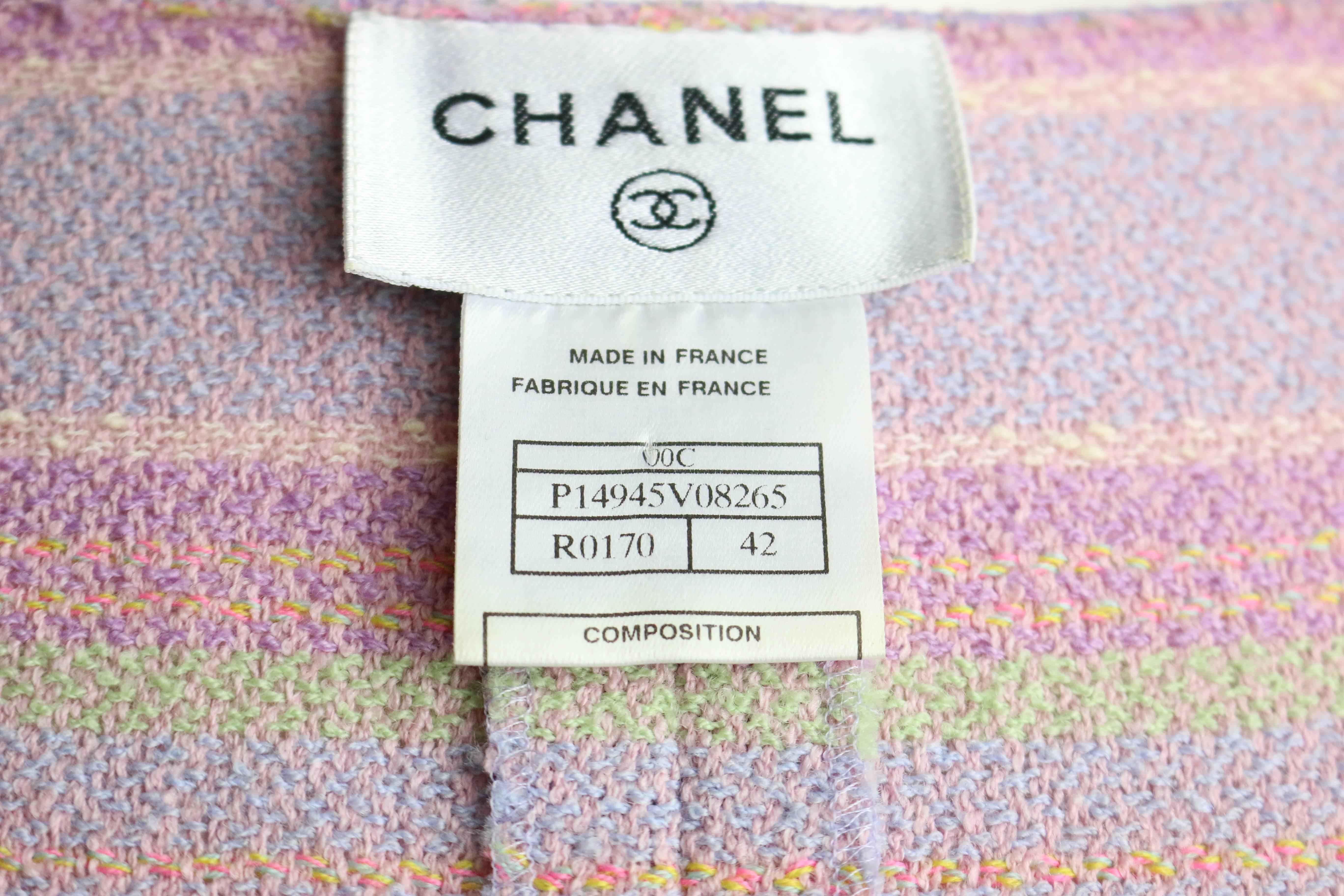 Women's Chanel Multi-Colored Wool Blend Striped Tweed Dress For Sale