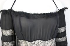 Jacques Molko Couture Black And Nude Silk Lace Maxi Dress