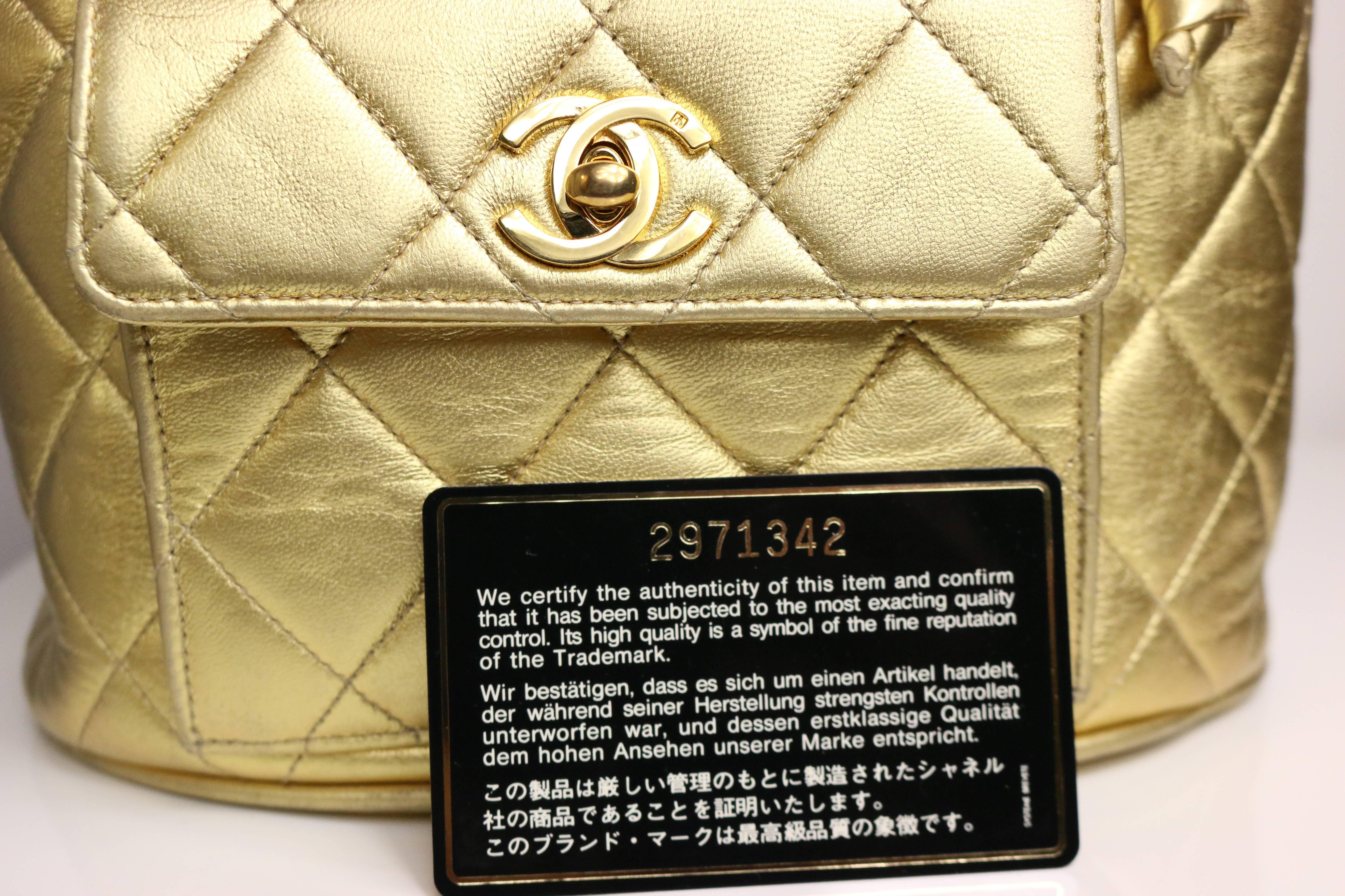 Chanel Gold Lambskin Backpack Bag 1