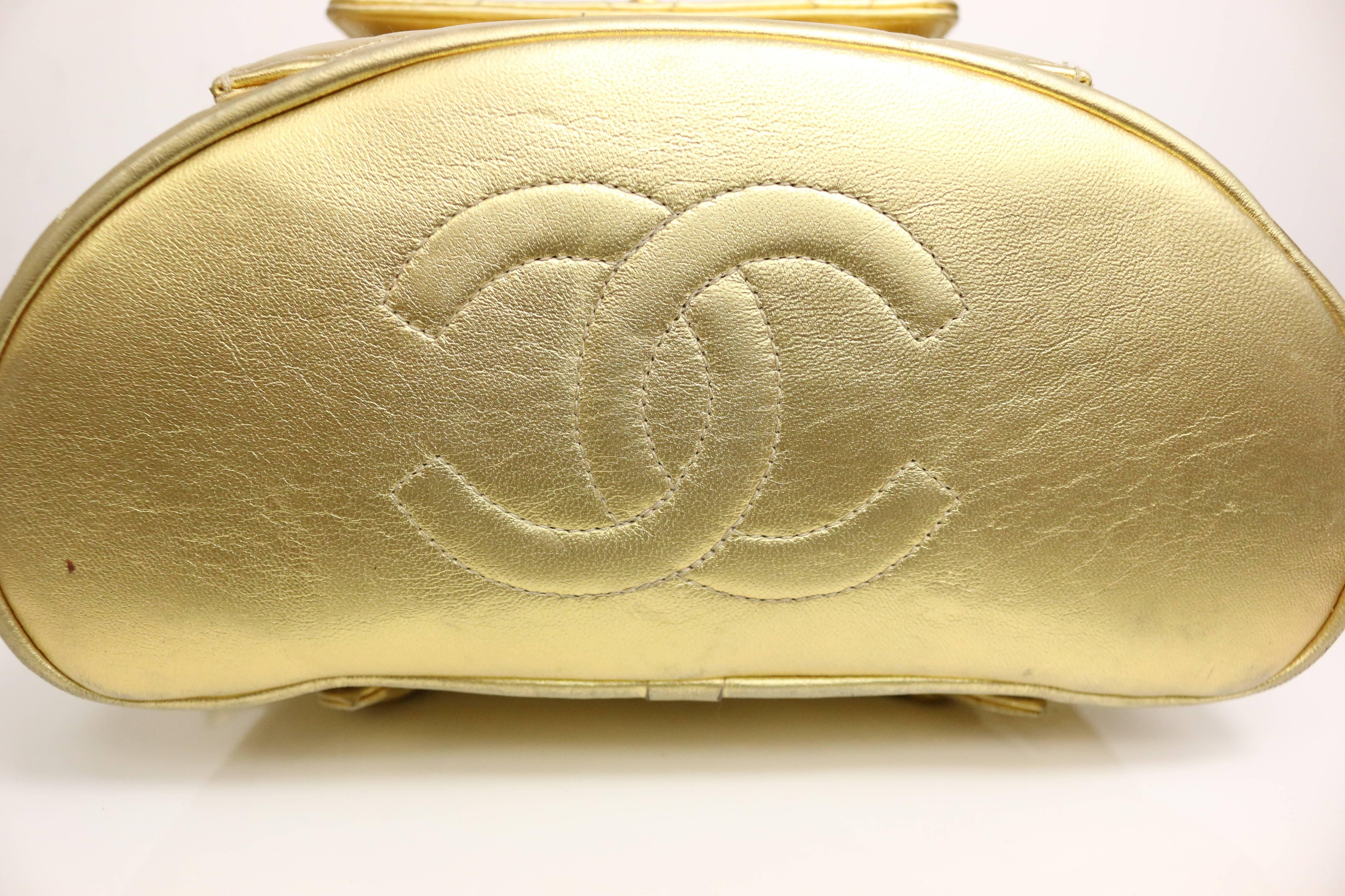 Chanel Gold Lambskin Backpack Bag 2