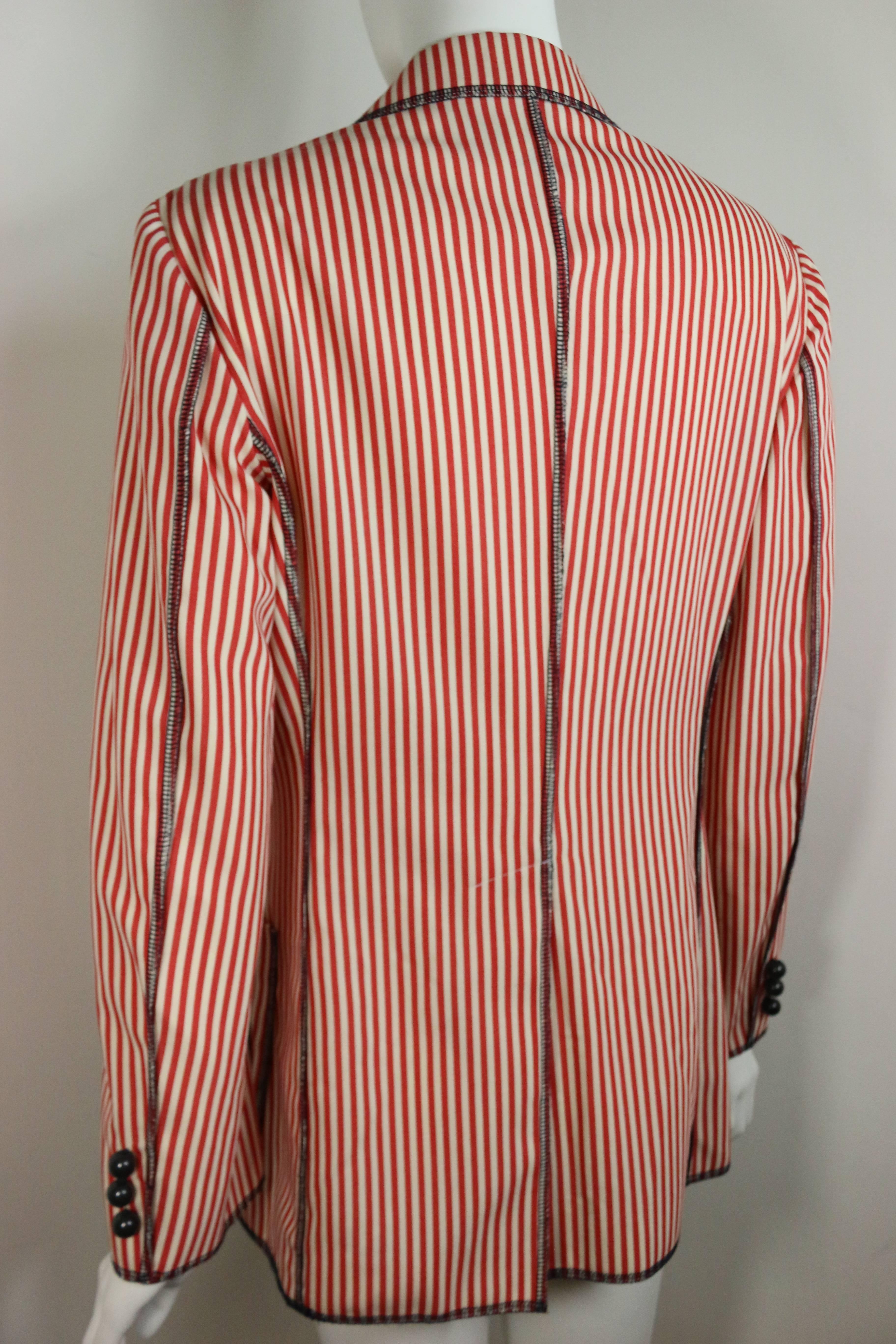 red and white striped jacket