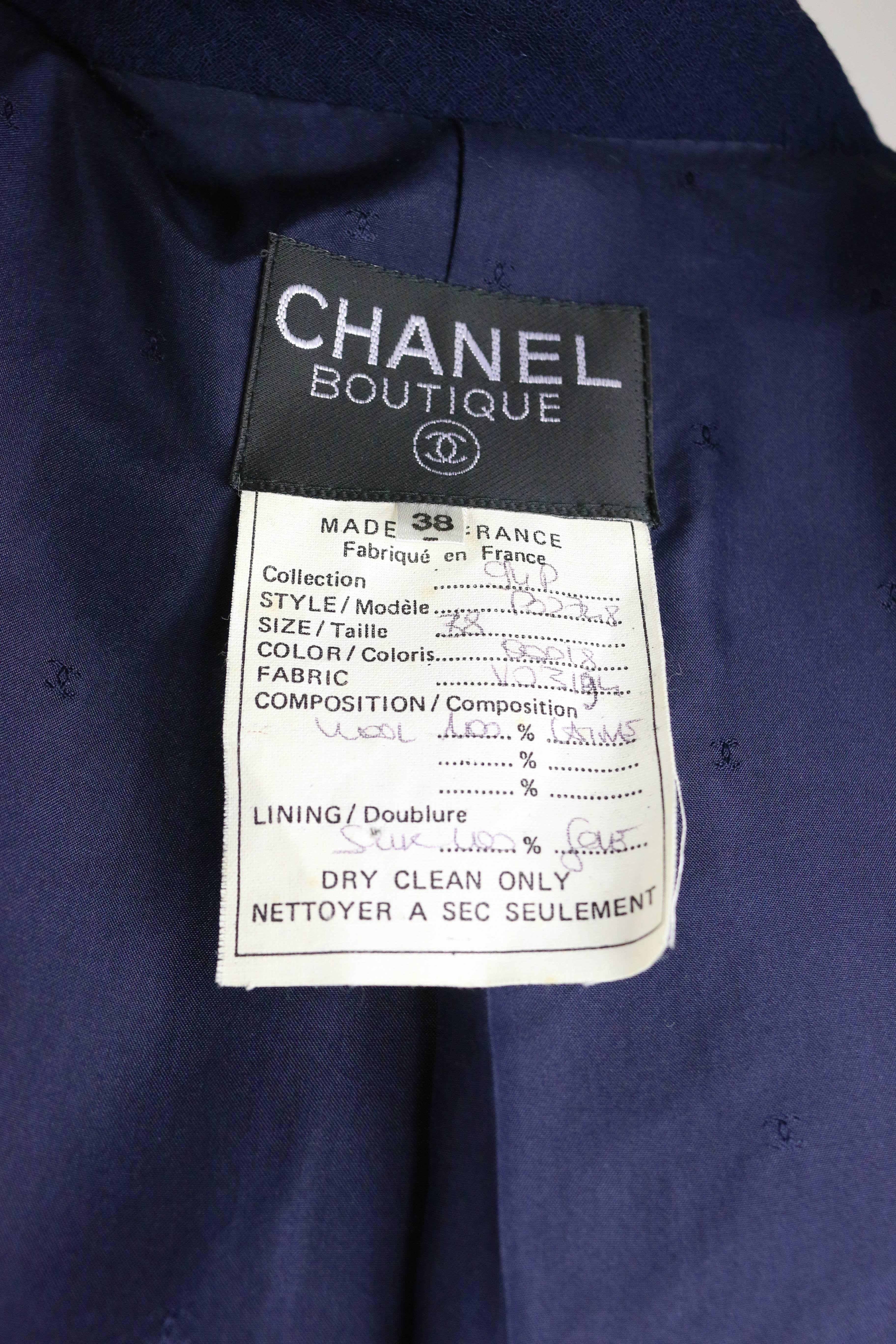 Chanel Dark Navy Double Breasted Boucle Jacket  1