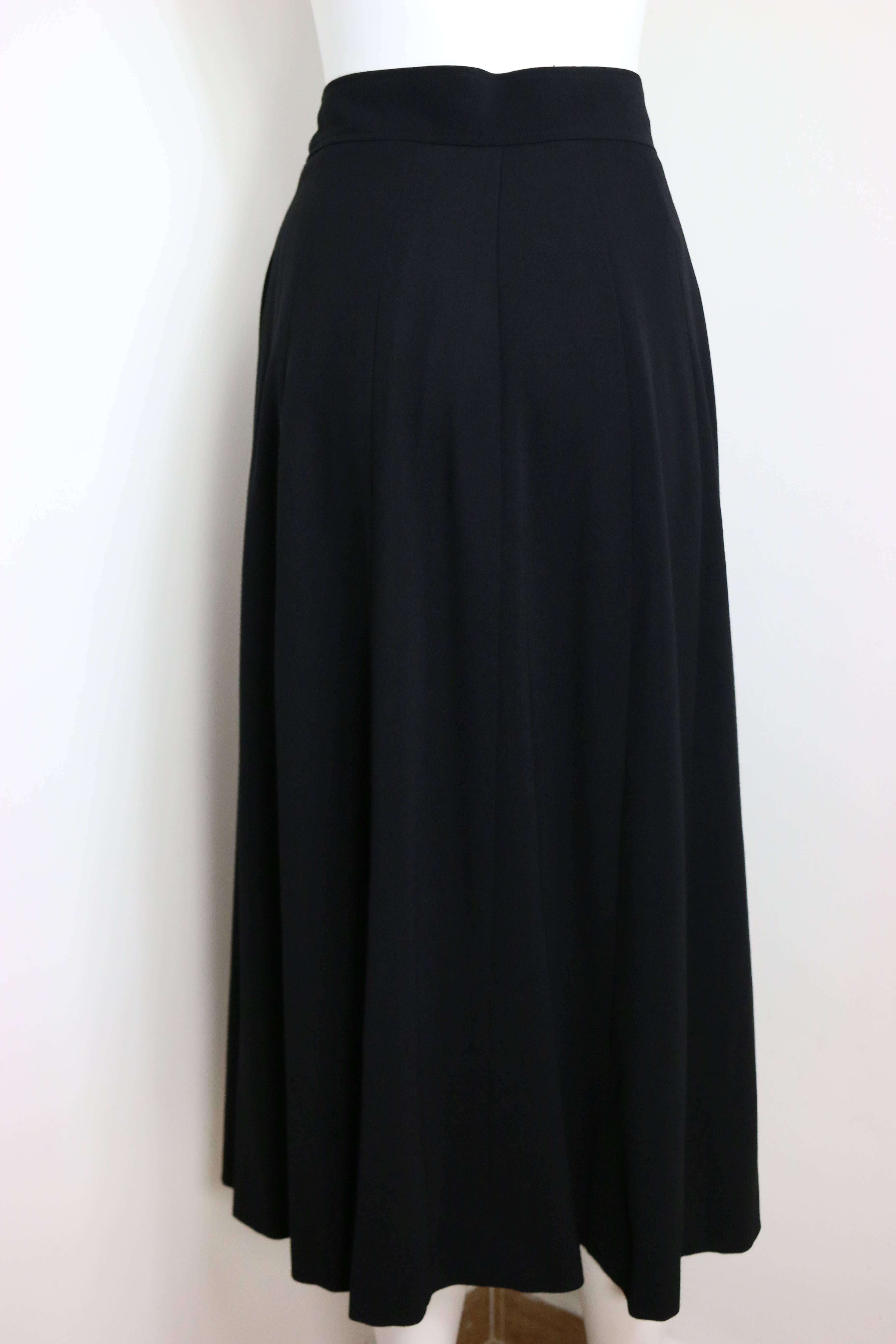 Women's Chanel Black Wool A-Line Long Skirt 