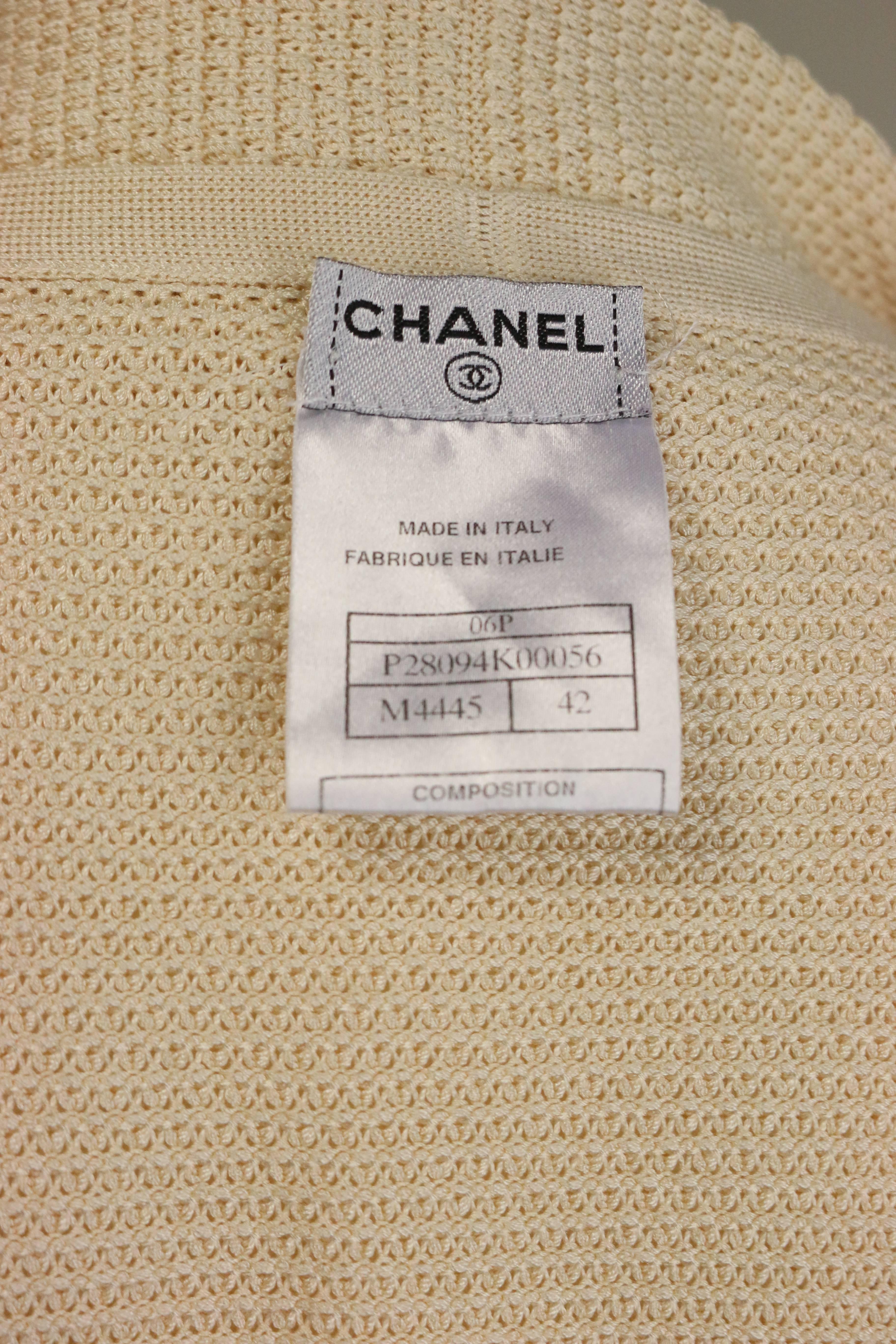 Chanel Beige Silk Three-Quarter Sleeve Cardigan 1