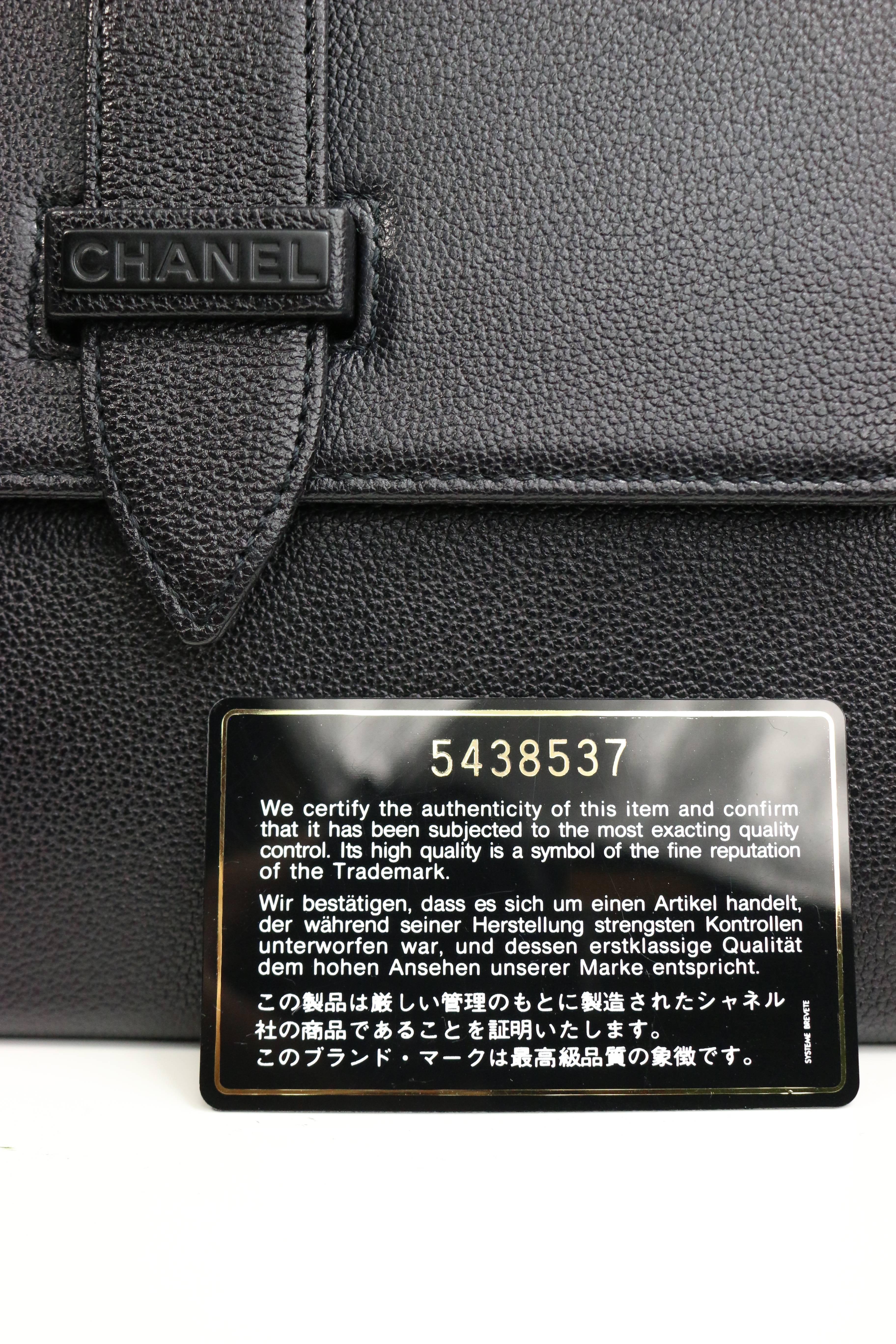 Unused Vintage 90s  Chanel Black Caviar Flap Handbag  4