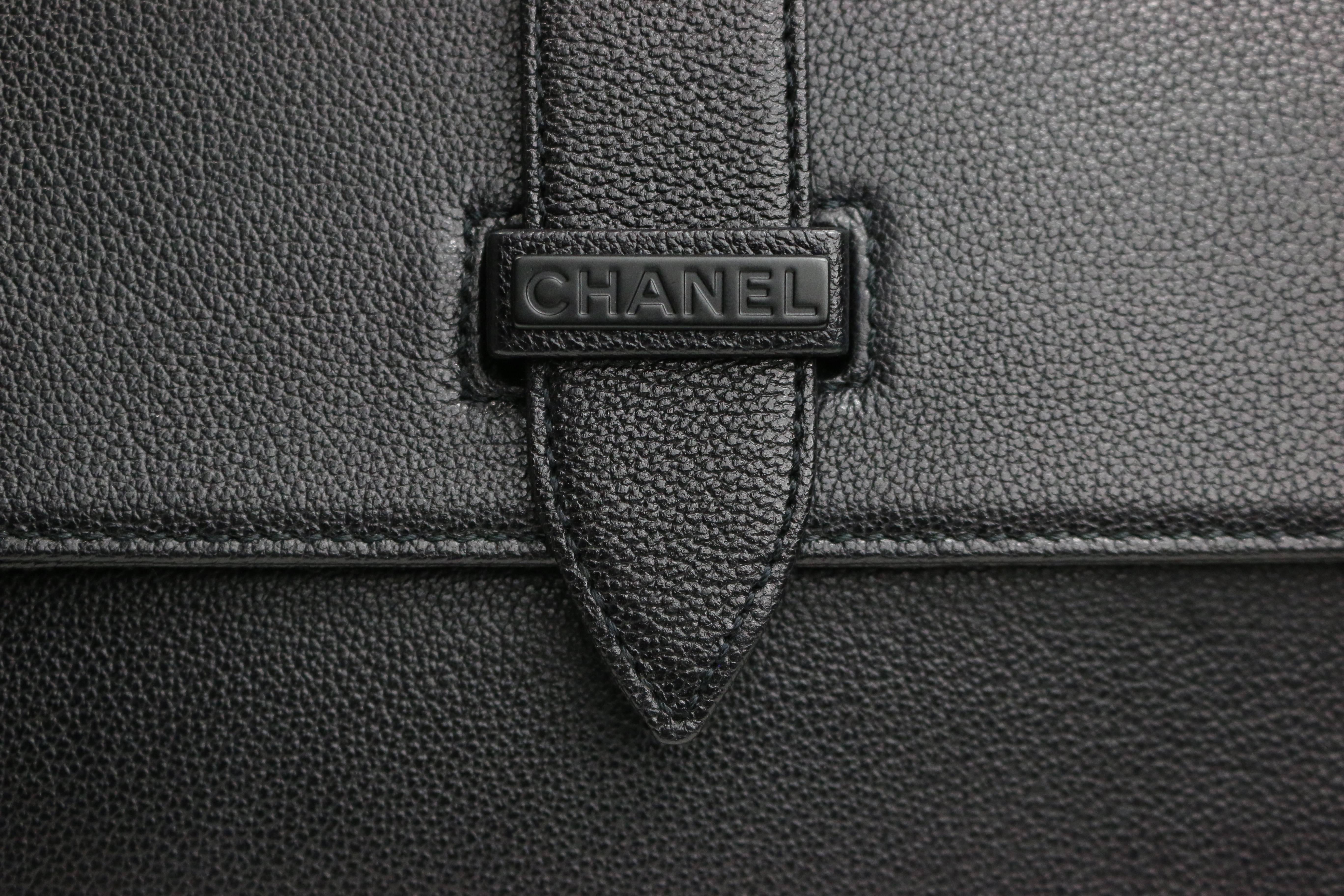 Unused Vintage 90s  Chanel Black Caviar Flap Handbag  1