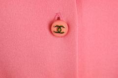 Chanel Pink Gold CC Buttons Silk Shirt