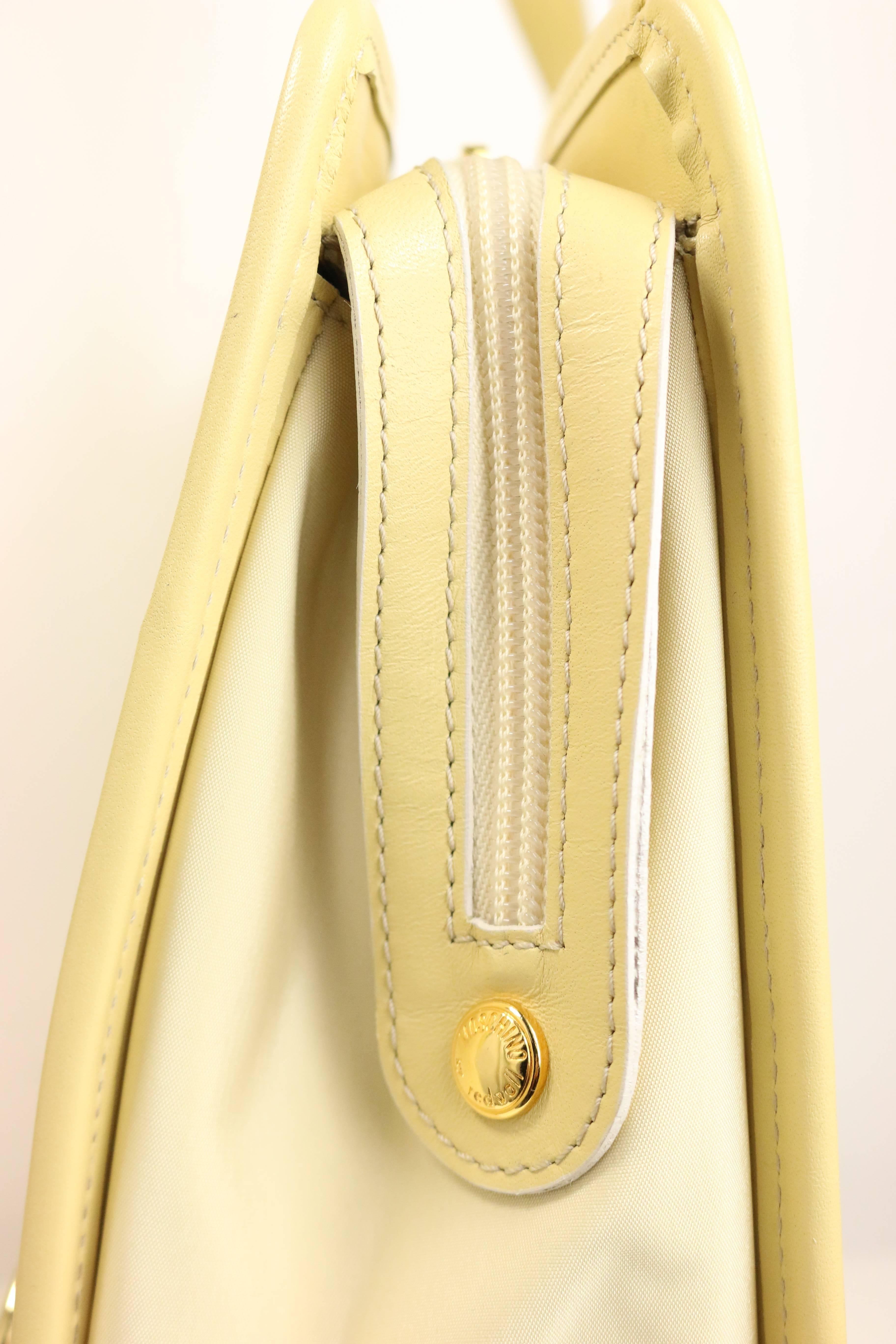 Moschino Cream Nylon/Leather Tote Bag With Strap 3