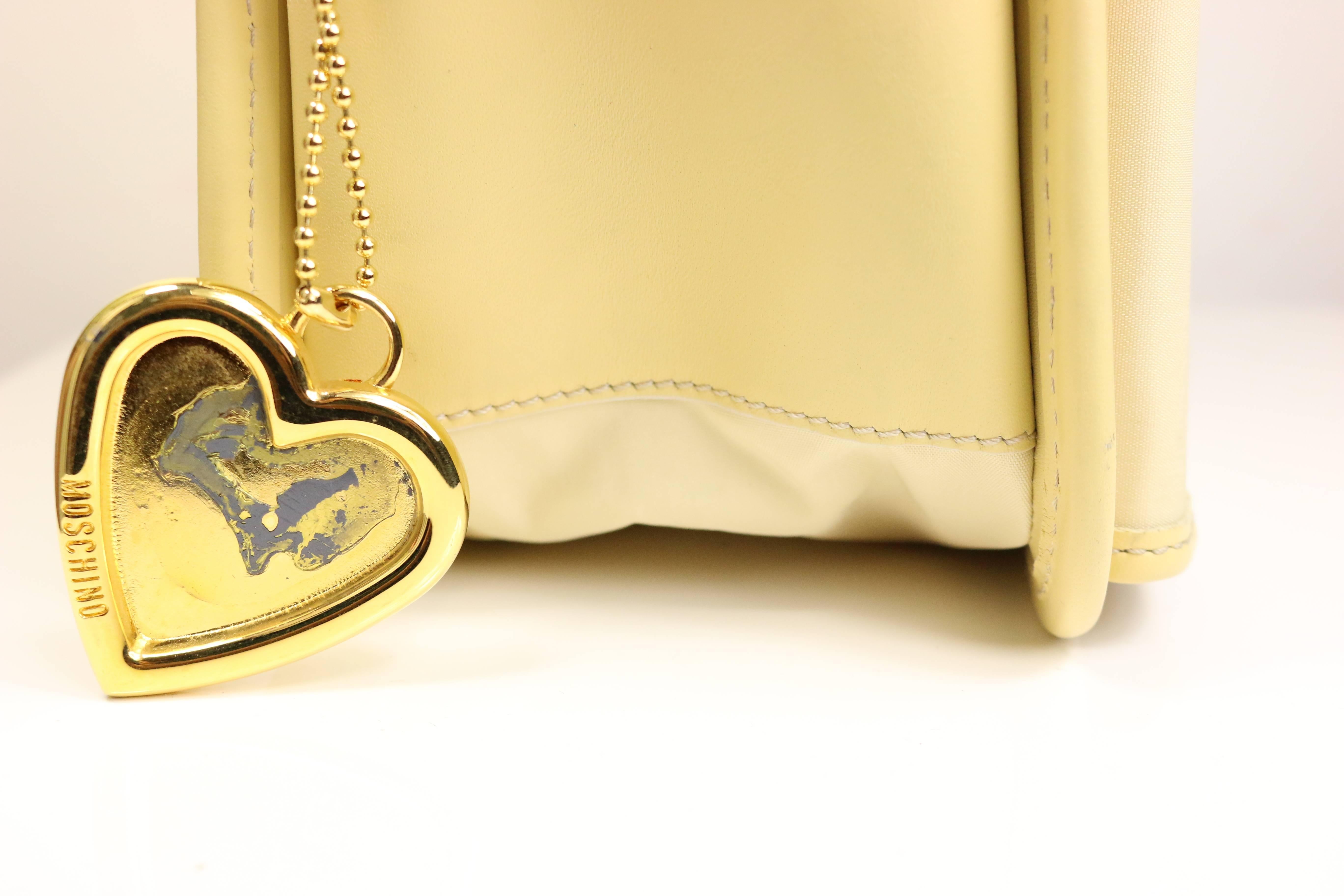 Moschino Cream Nylon/Leather Tote Bag With Strap 2