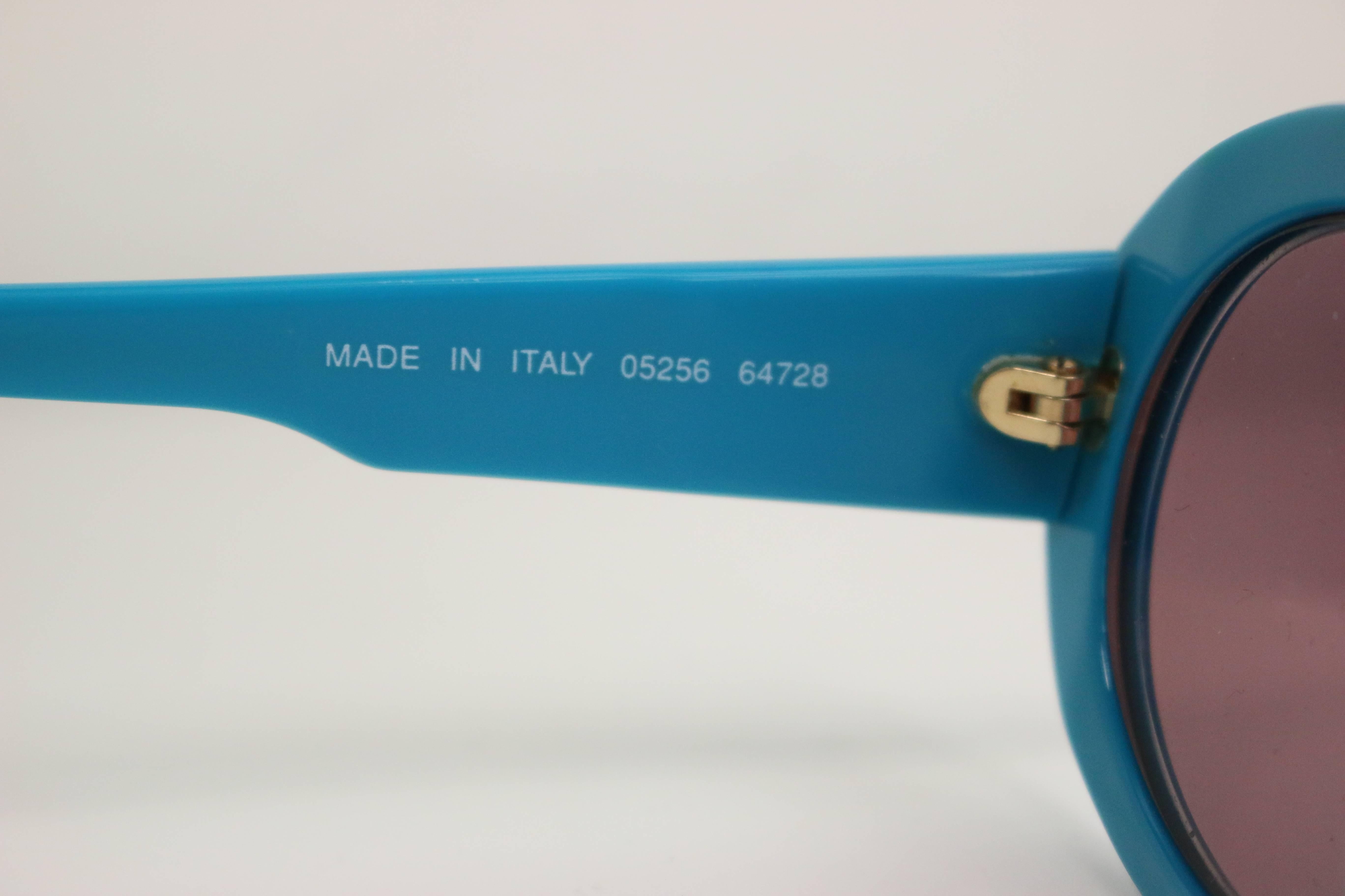 Chanel Turquoise Rhinestones Oval Frames Sunglasses  3