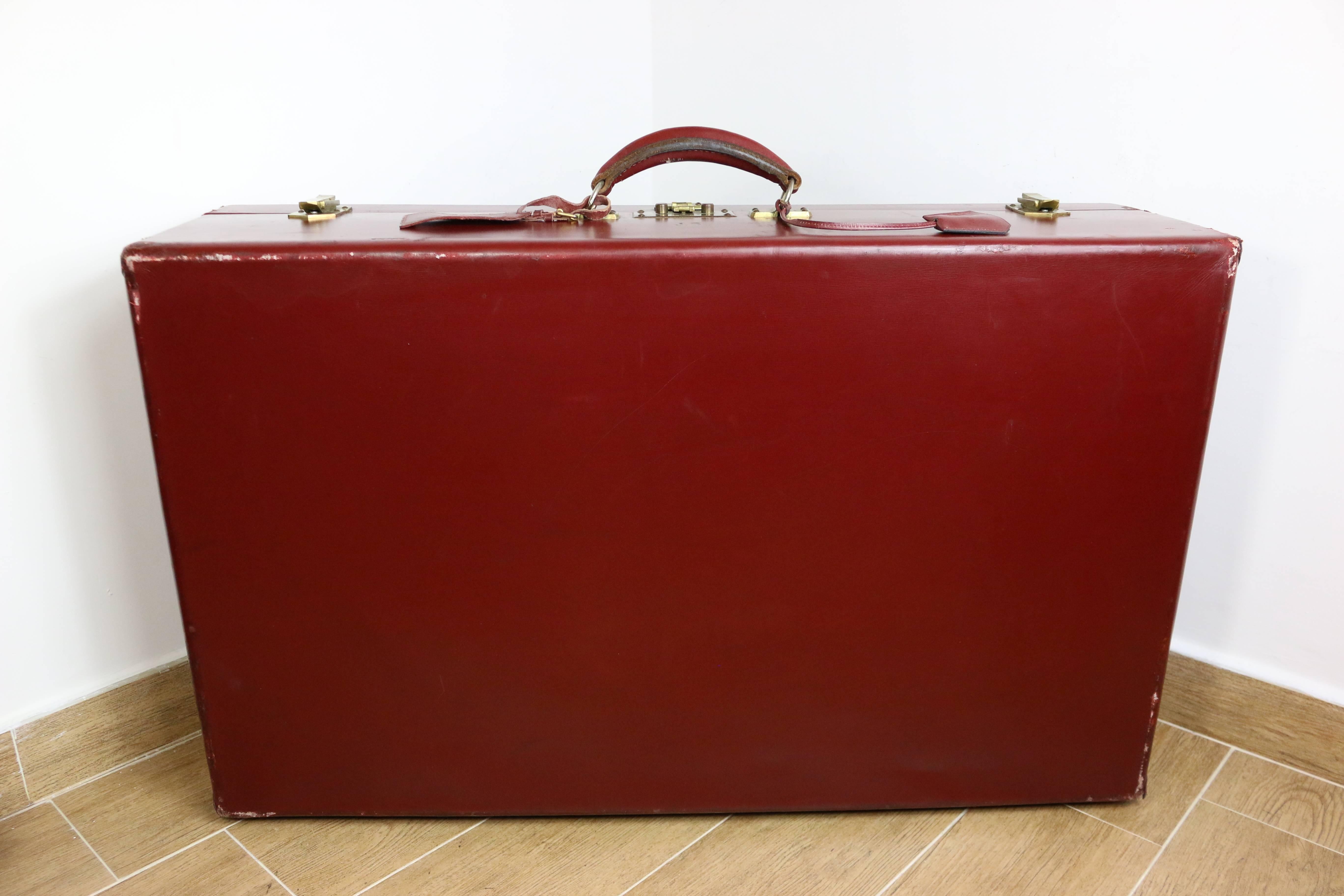 Beige Hermes Red Box Calfskin Leather Trunk 