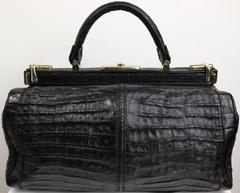 Goldpfeil Black Crocodile Leather Doctor Purse