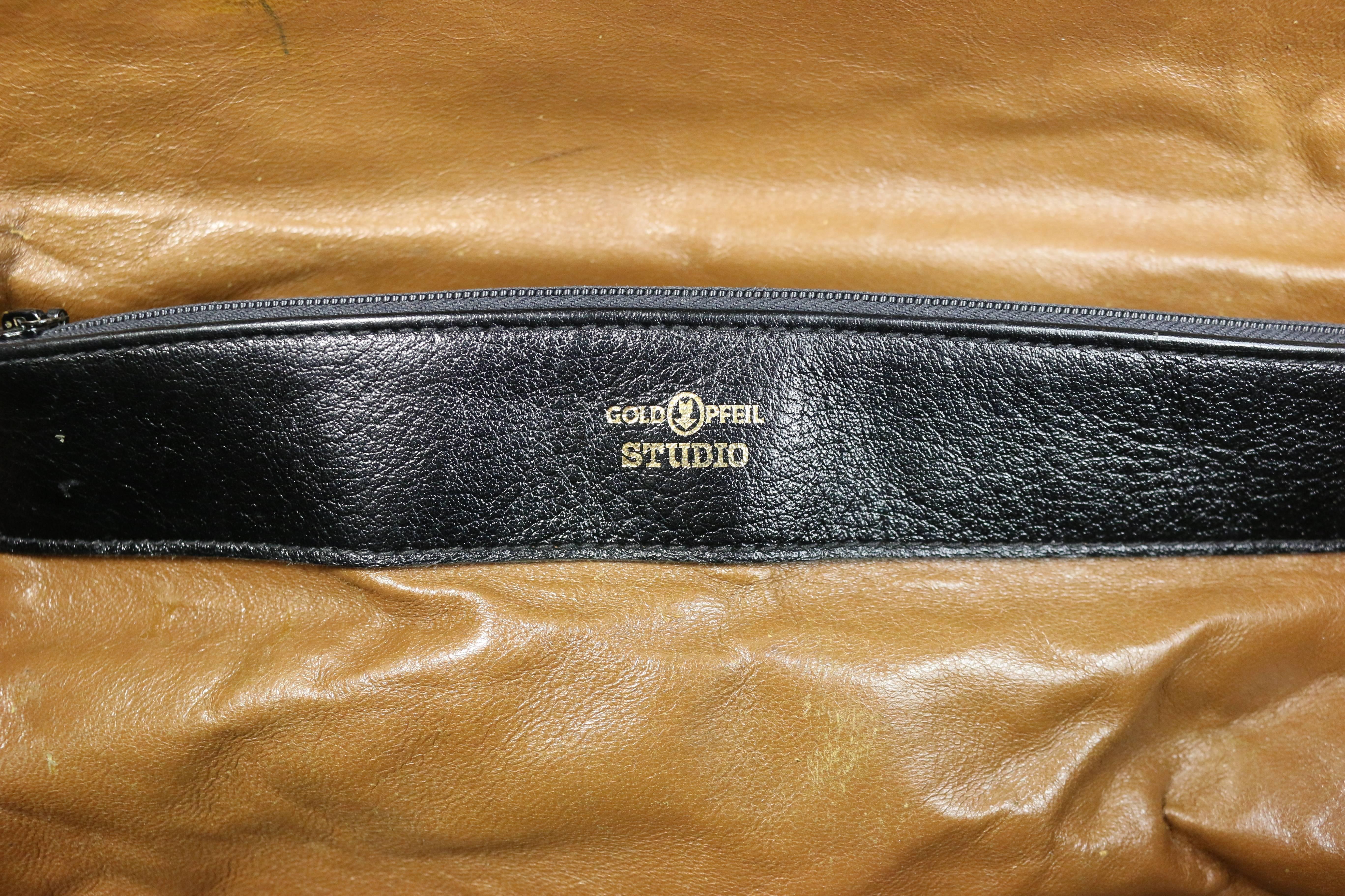 Goldpfeil Schwarzes Krokoleder Arzttäschchen Damen
