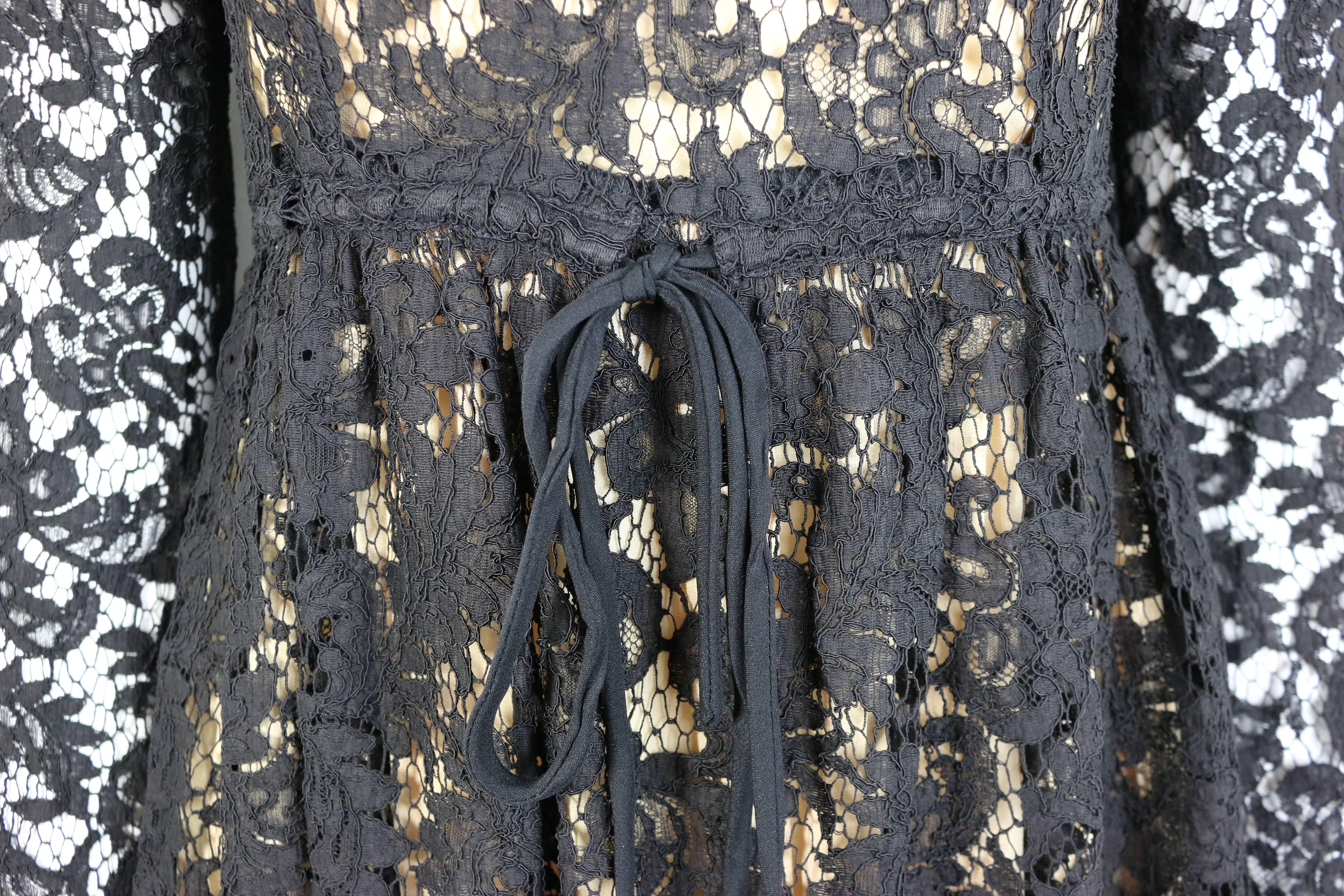 - Tom Ford for Gucci iconic famous lace dress from spring 1996 collection. 

- Size M. (It doesn't have size tag but it looks like a size M). 

- Height: 28in, Sleeve: 25in, Bust: 34in, Waist: 28in (measurement is approximate). 

- 70% Cotton, 20%