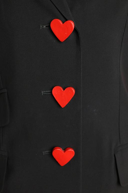 ジャケット Moschino SS23 HEART BUTTONS CREPE JACKET (05250424_4028) Moschino Wool Jacket, Cheap Chic Vintage Heart Buttons Short