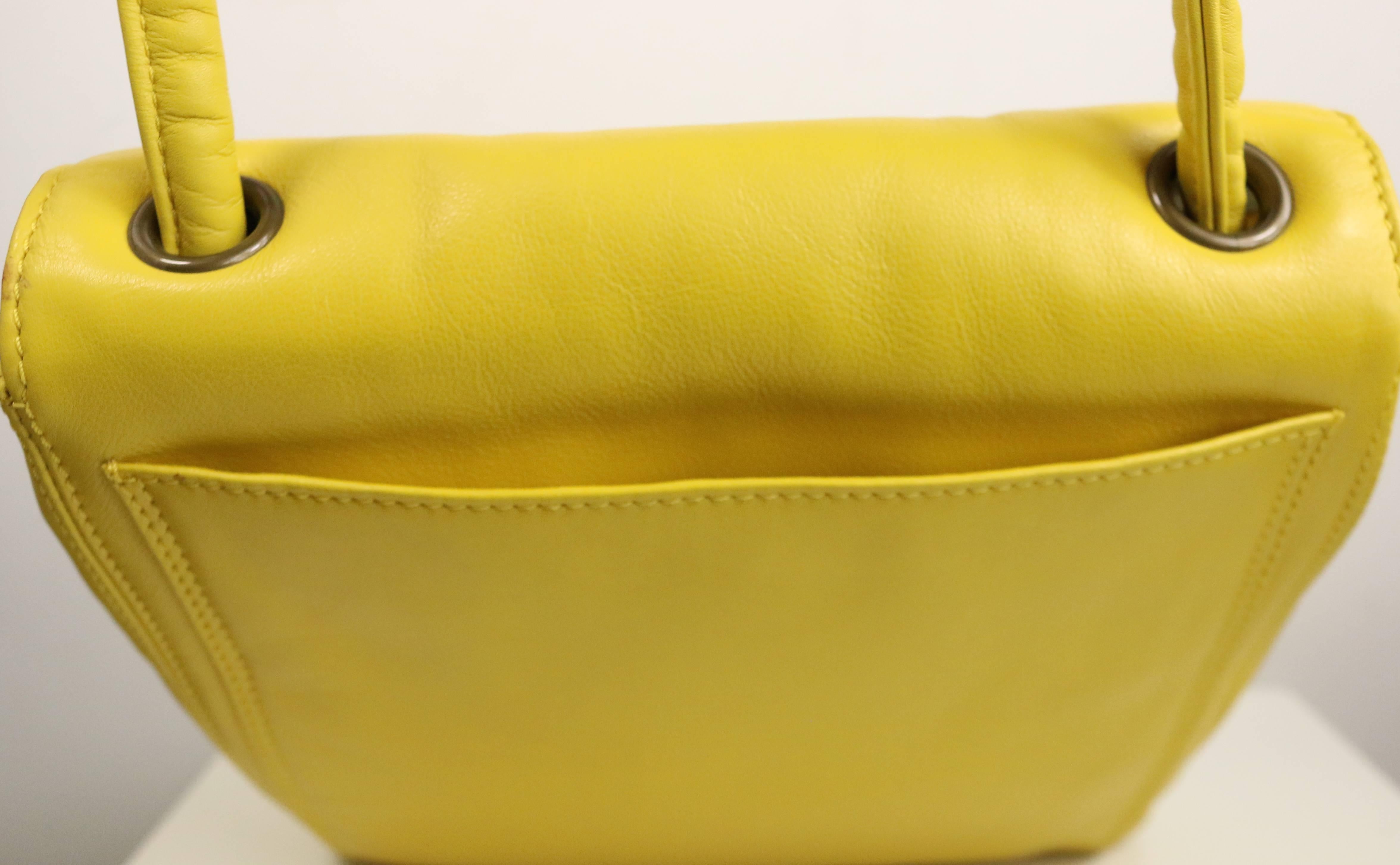 Chanel Yellow Lambskin Leather Cross Shoulder Strap Flap Bag 1