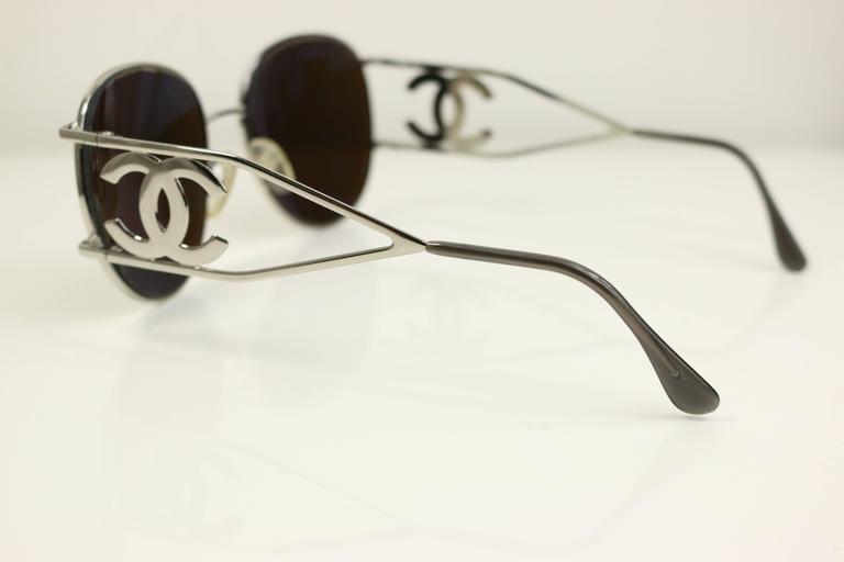 Chanel Silver Metal Miller Sunglasses