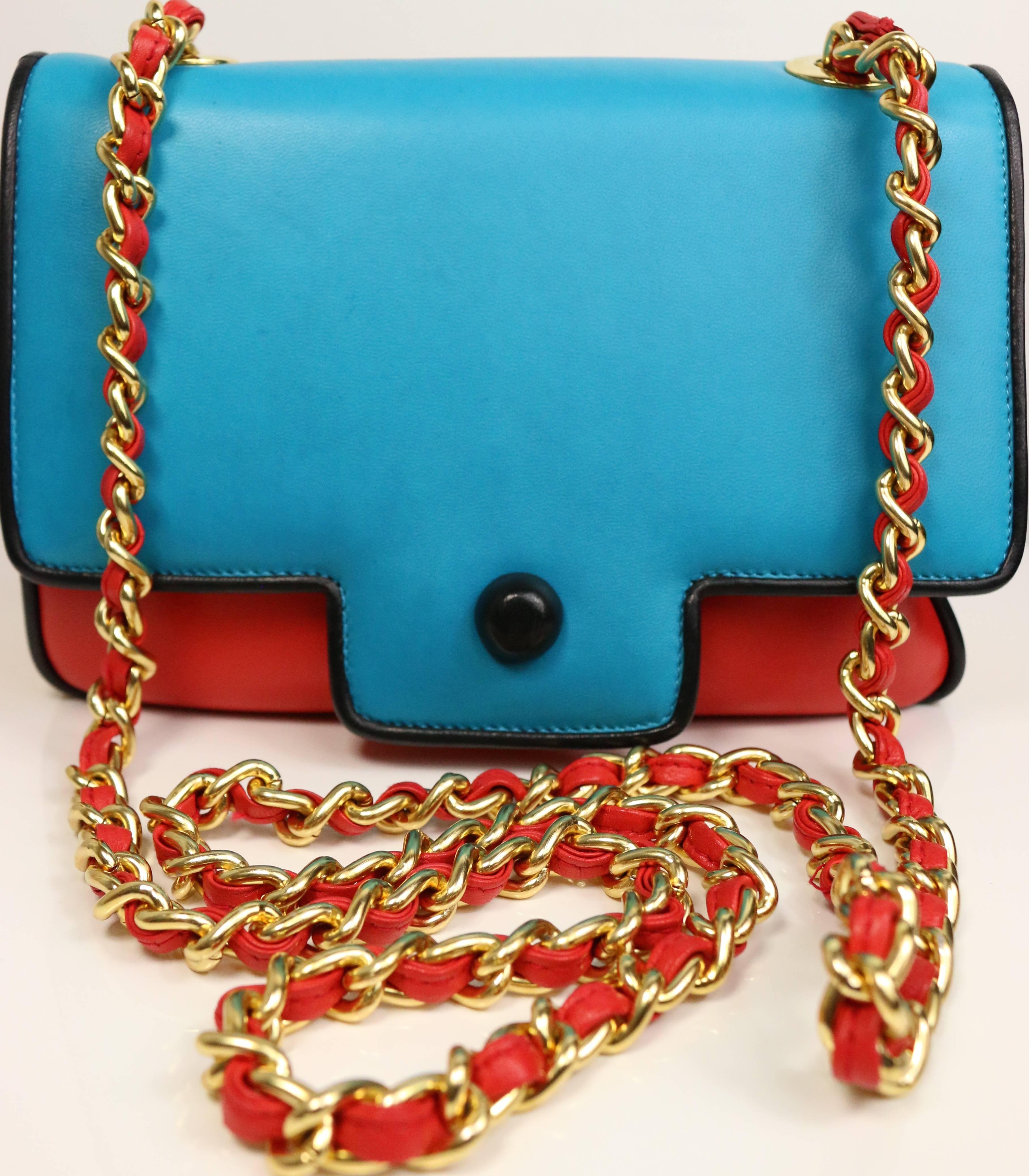 Pancaldi Colour Blocked Leather Gold Chain Crossbody Bag In Excellent Condition In Sheung Wan, HK
