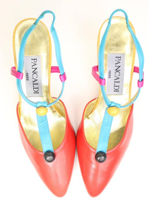 Pancaldi Colour Blocked Leather Slingback Shoes For Sale at 1stDibs ...
