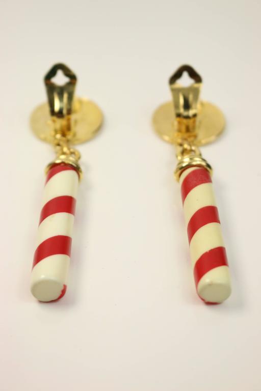 Moschino Candy Cane Drop Clip On Earrings at 1stDibs | moschino ...
