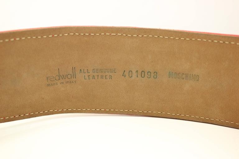Moschino Gold Stud M-Buckle Belt Red Leather Pony-style calfskin ref.916269  - Joli Closet