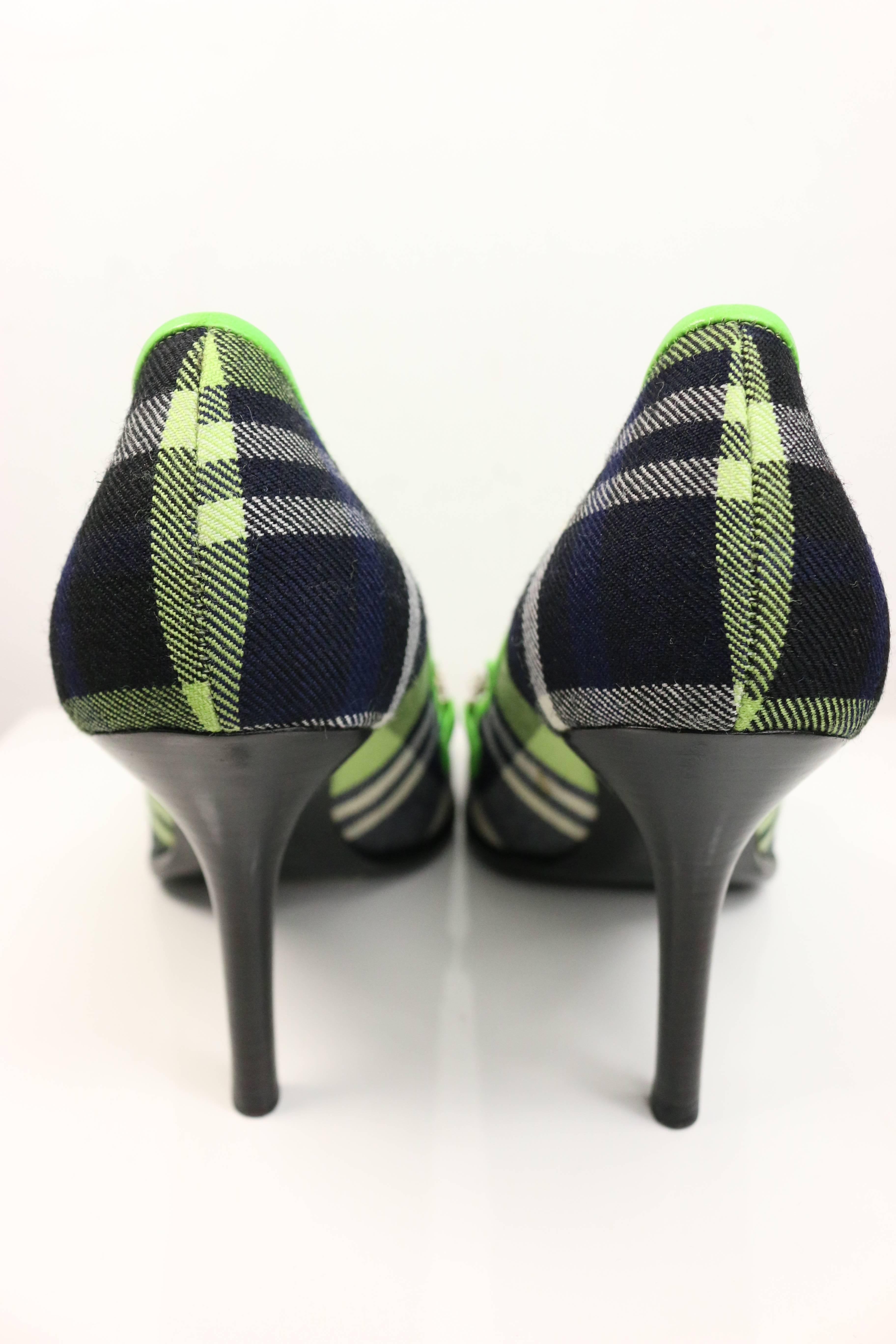 green plaid heels