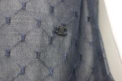 Chanel Navy Blue Lace And Silk Sleeveless Blouse Top