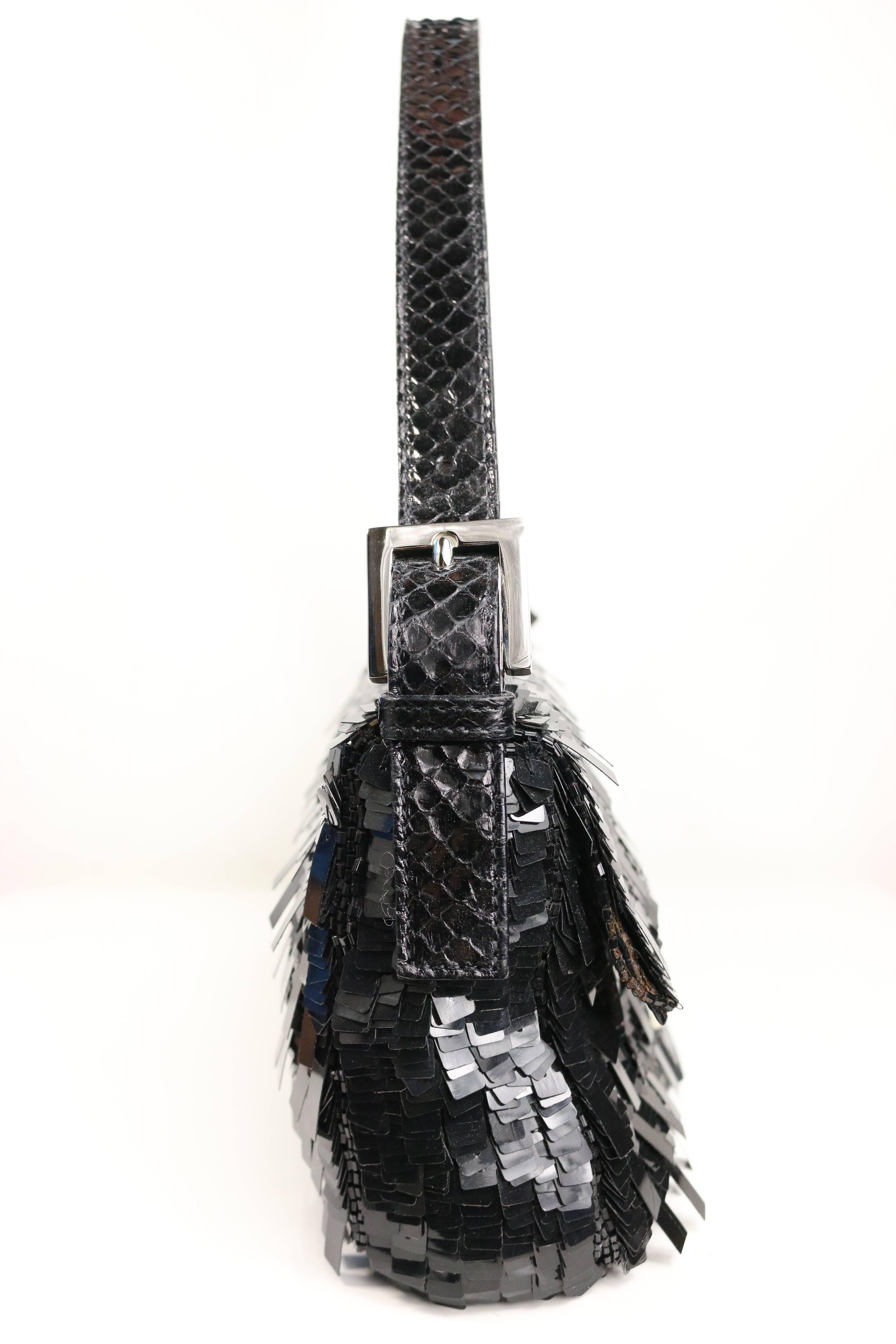 black sequin fendi baguette