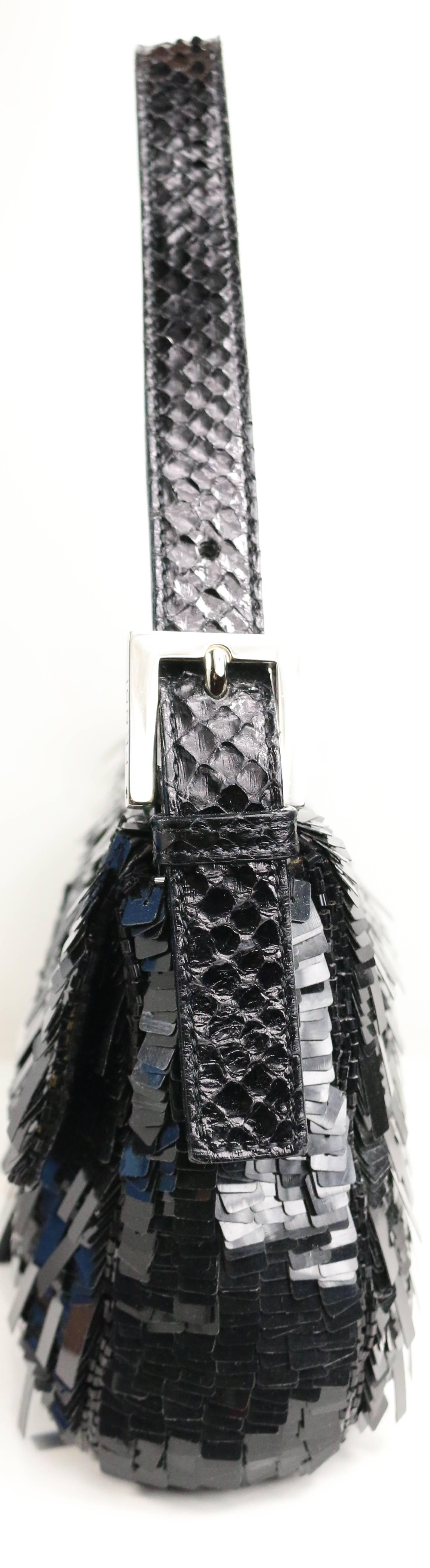 fendi black sequin baguette