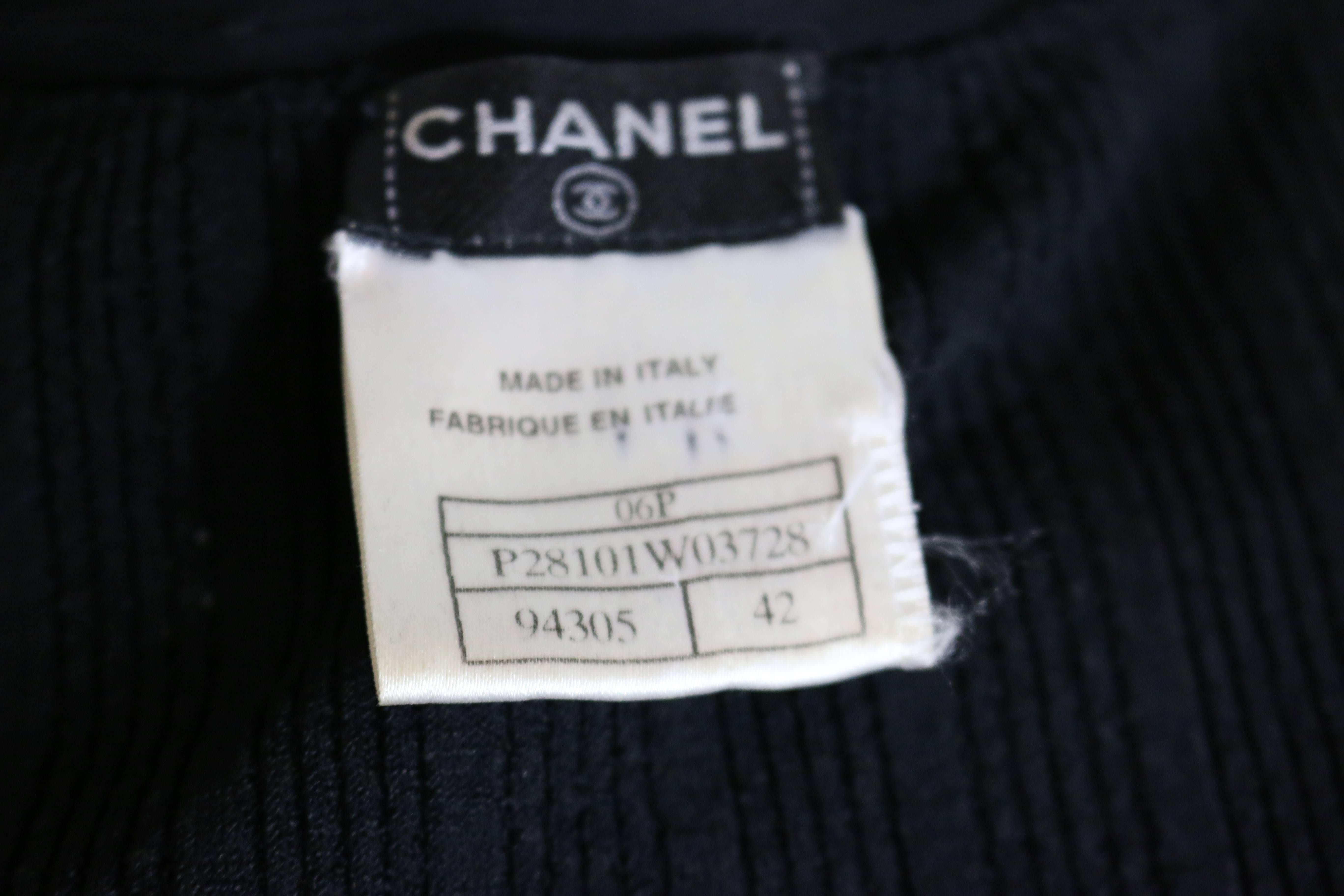 Chanel Black Knitted Silk Ribbon Bow Trim Three-Quarter Sleeve Cardigan  2