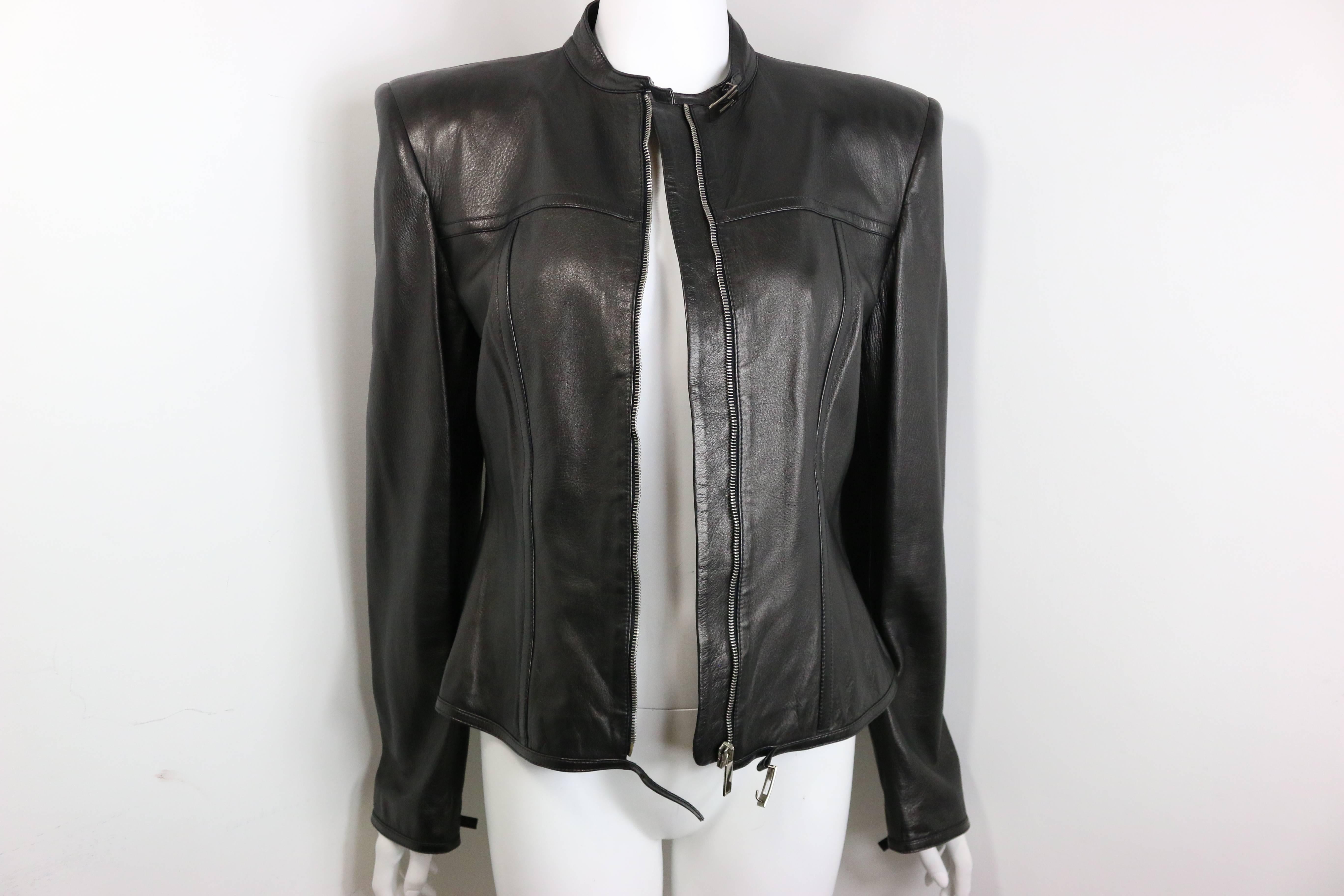 Gucci by Tom Ford Black Lambskin Leather Jacket For Sale at 1stDibs