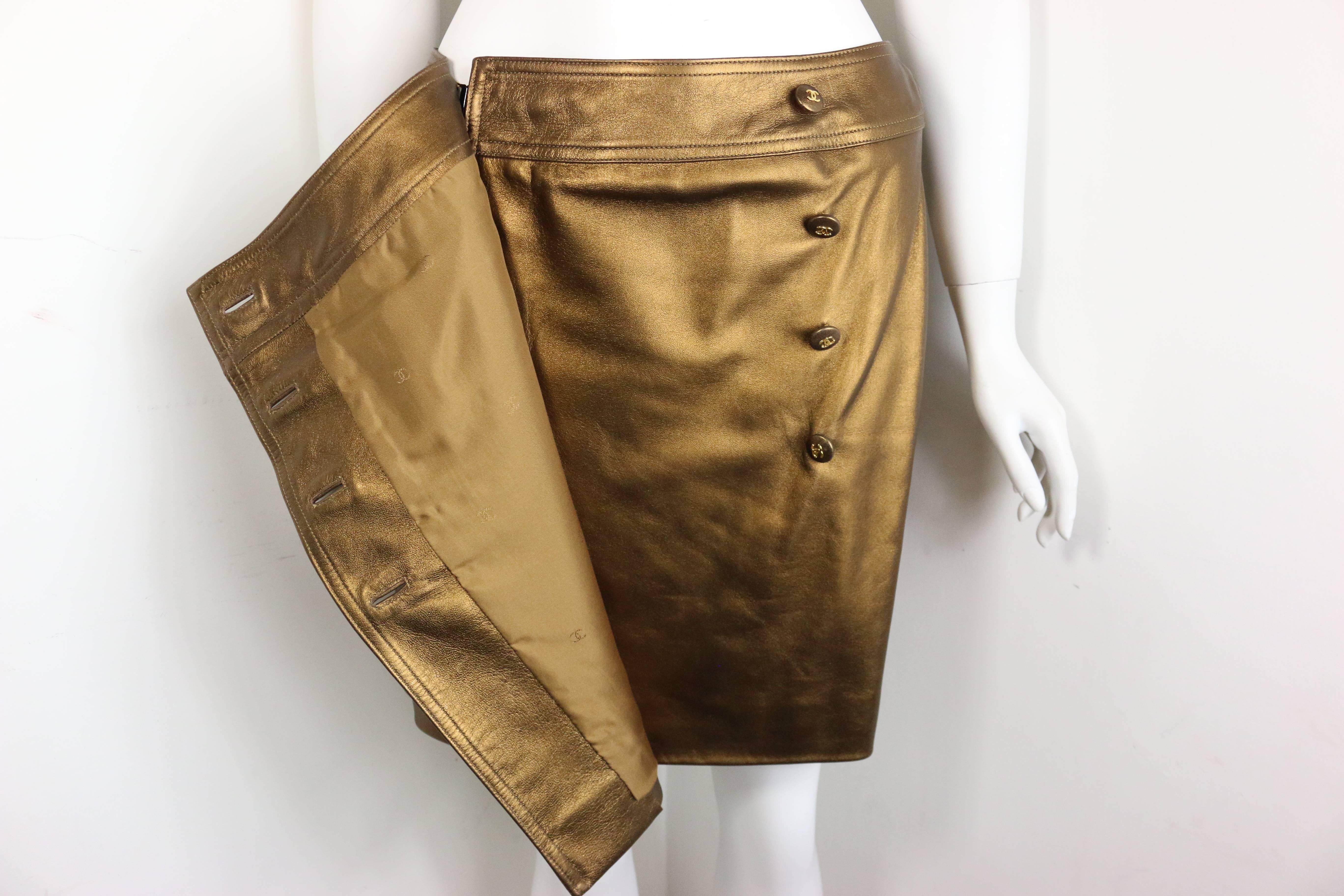 bronze leather skirt