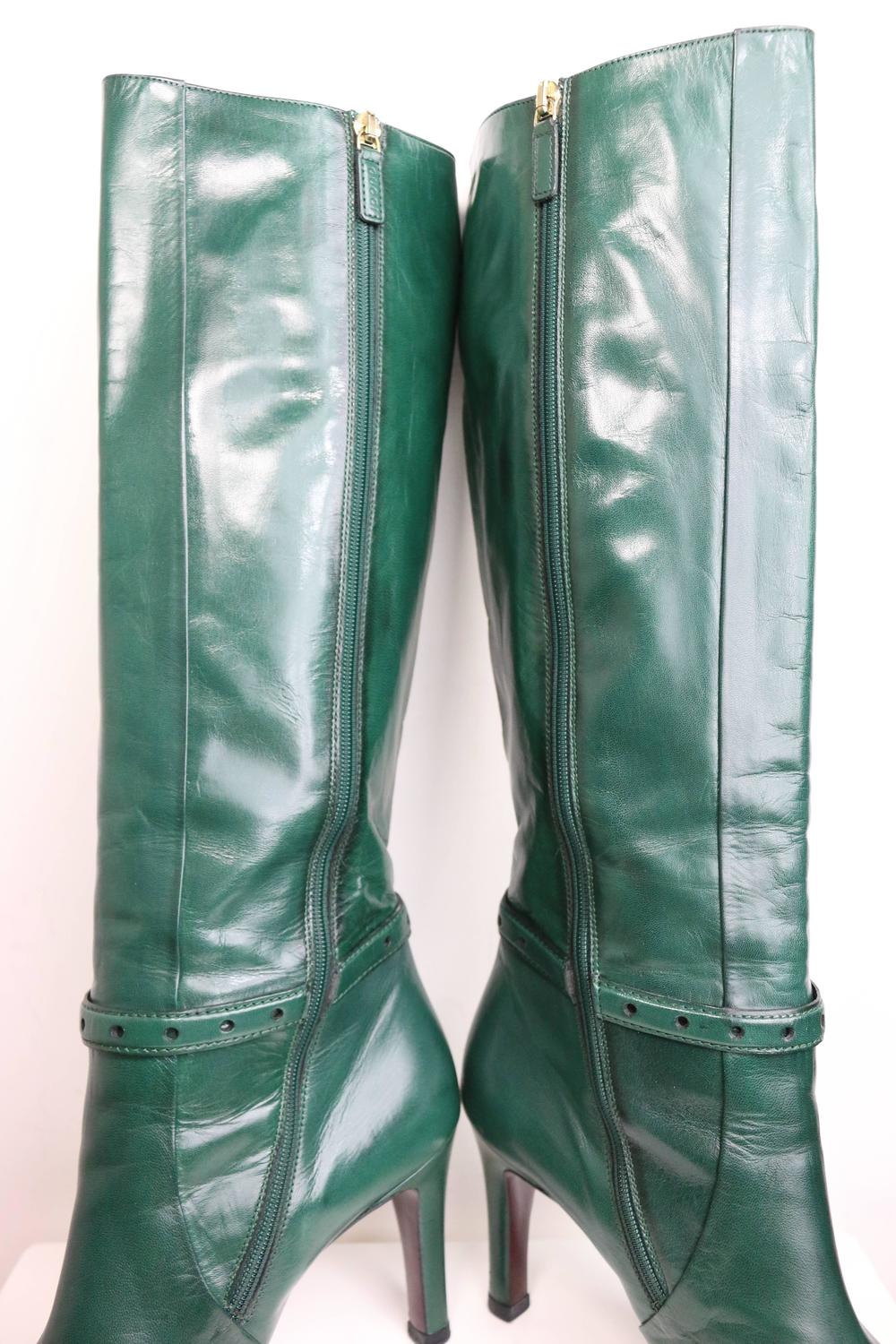 Gucci Green Leather Boots For Sale at 1stdibs