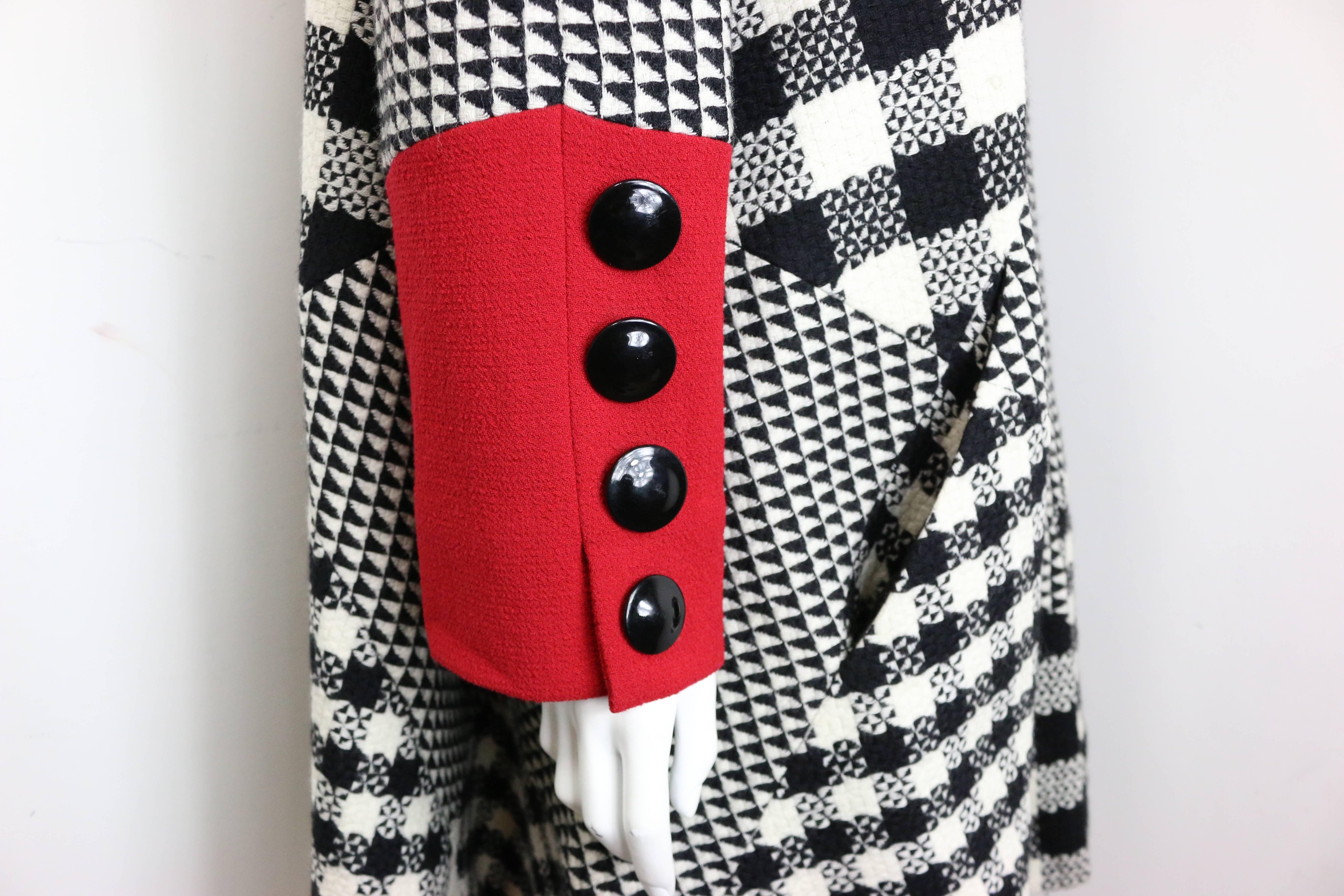 Women's 80s Roccobarocco Colour Blocked with Check Patterns Balmacaan Coat  For Sale