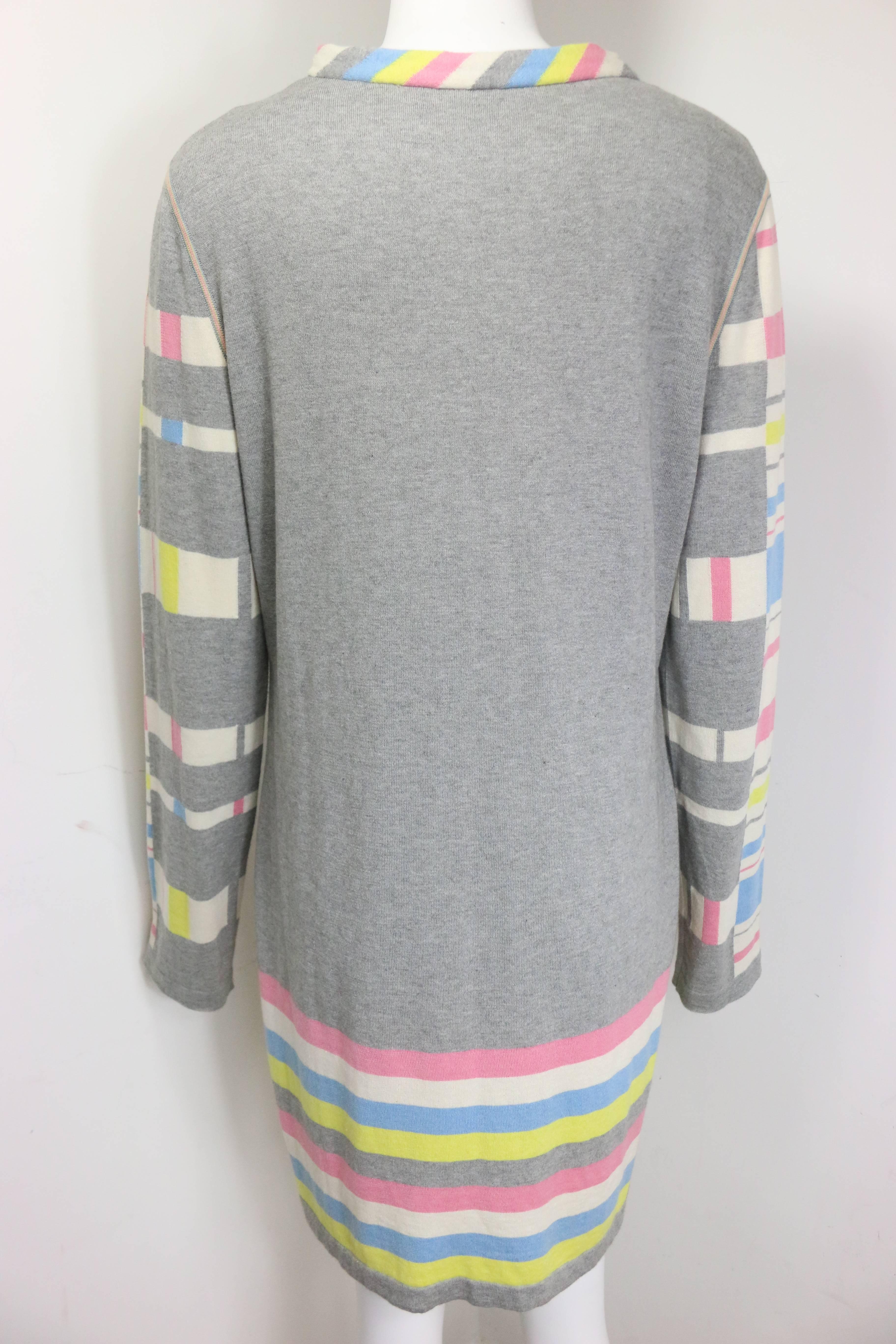 Gray Chanel Cotton Colour Blocking Grey Dress  For Sale