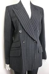Gucci by Tom Ford Black and White Pinstripe Wool Double Breasted Pants Suit