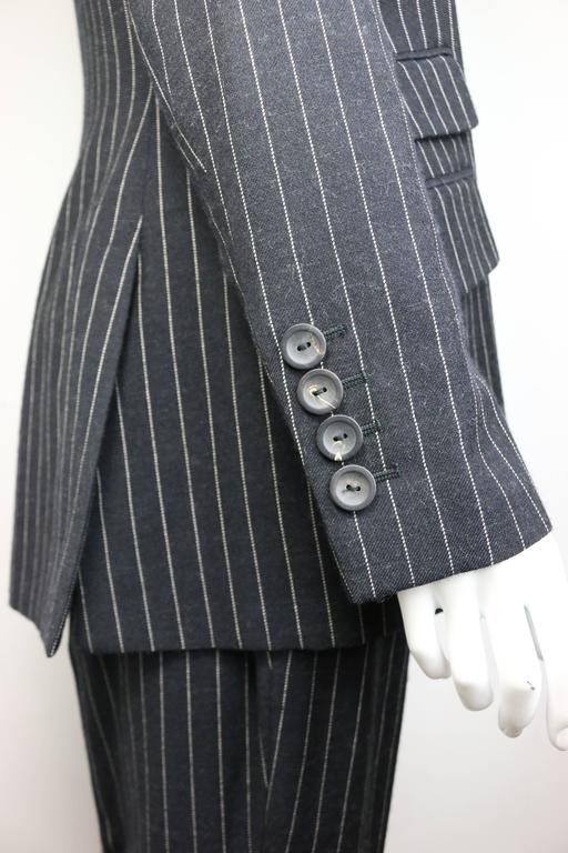 Gucci by Tom Ford Black and White Pinstripe Wool Double Breasted Pants